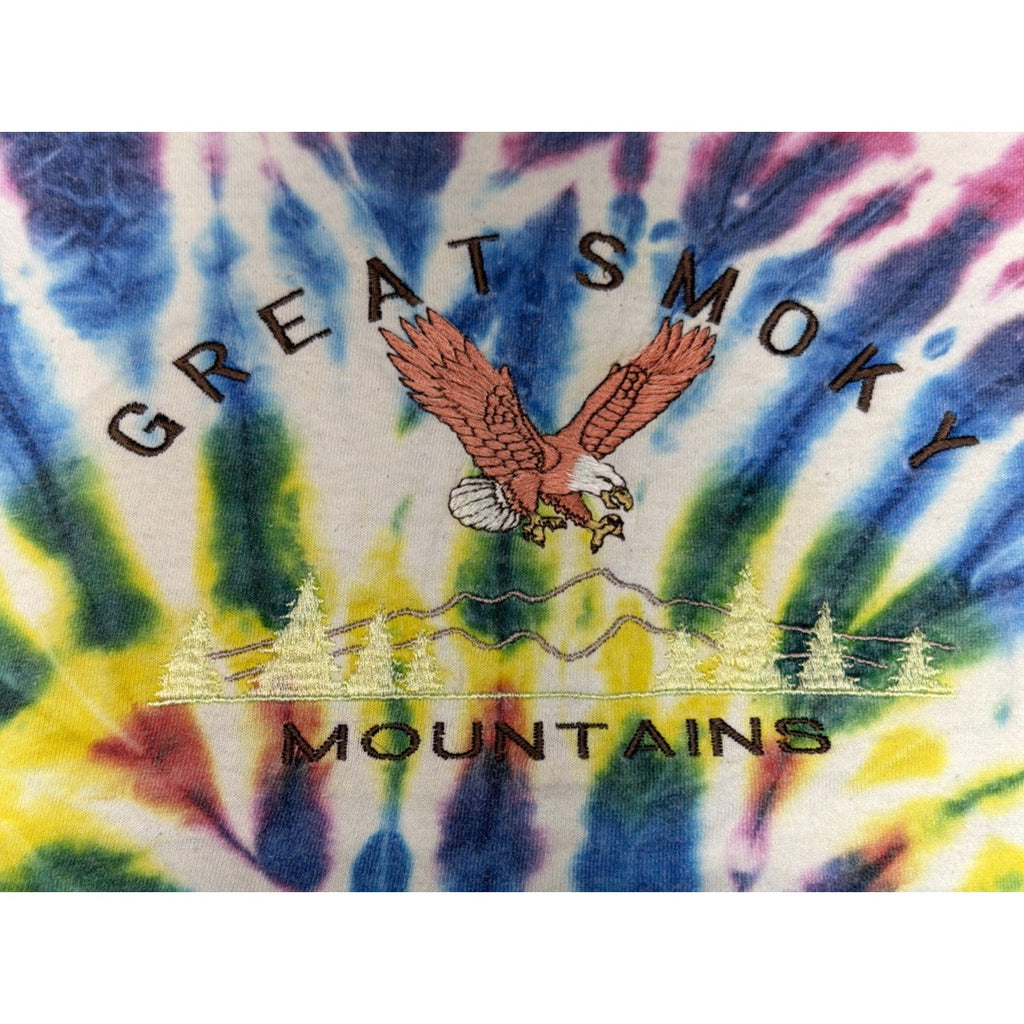vintage great smokey mountains Tennessee Embroidered t shirt XL tie dye