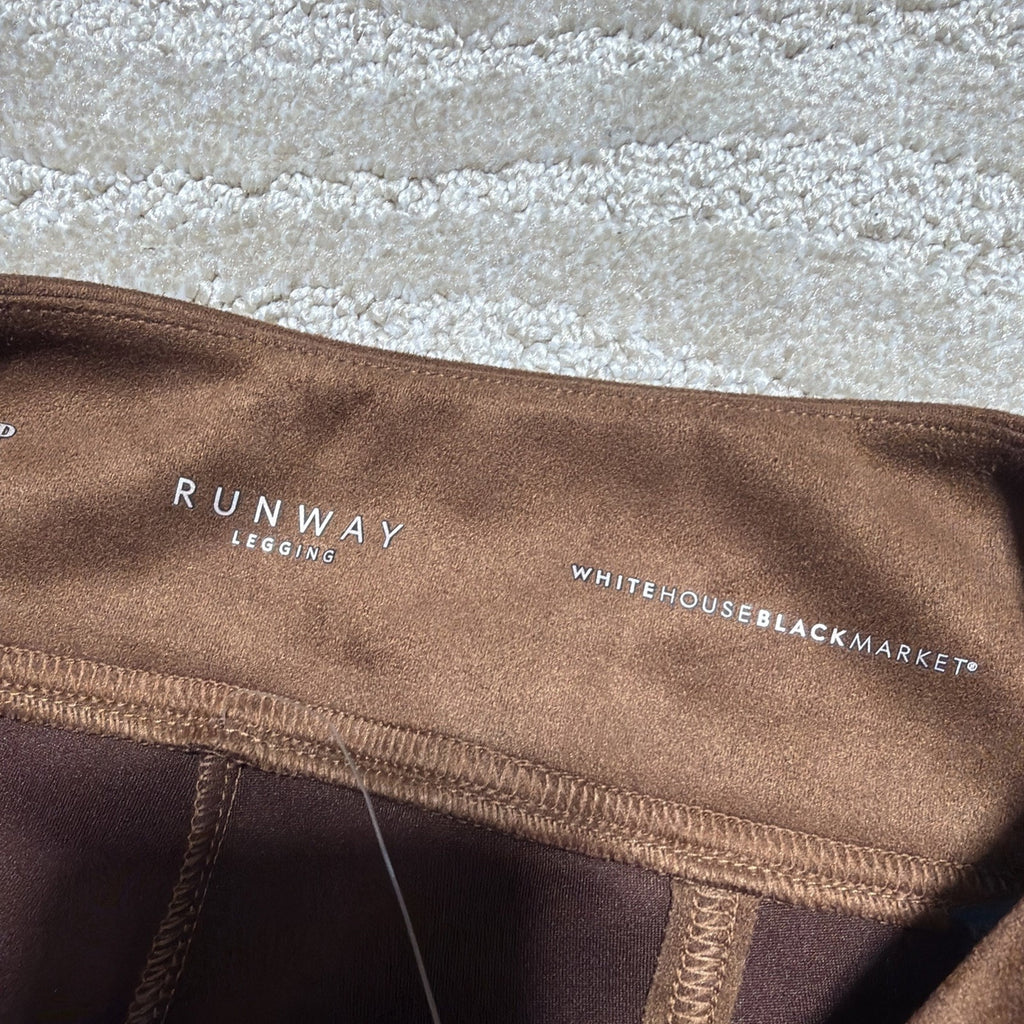 Runway Leggings Womens 10P Brown Faux Suede Pants White House Black Market NWT