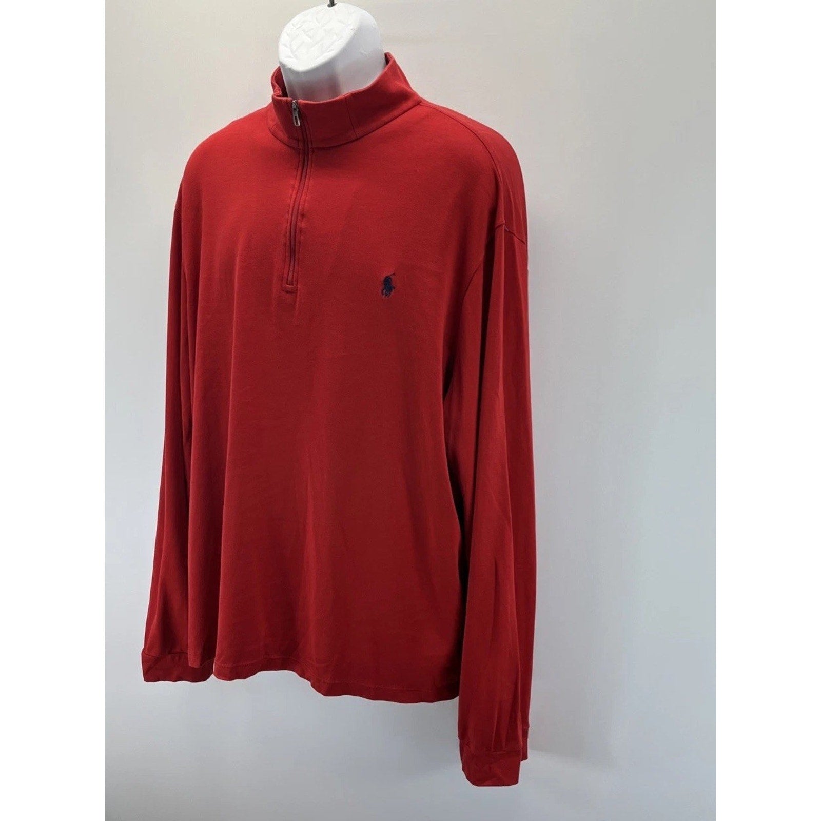 Polo Ralph Lauren Mens XXL Red Pima Cotton 1/4 Zip Pullover Pony Preppy