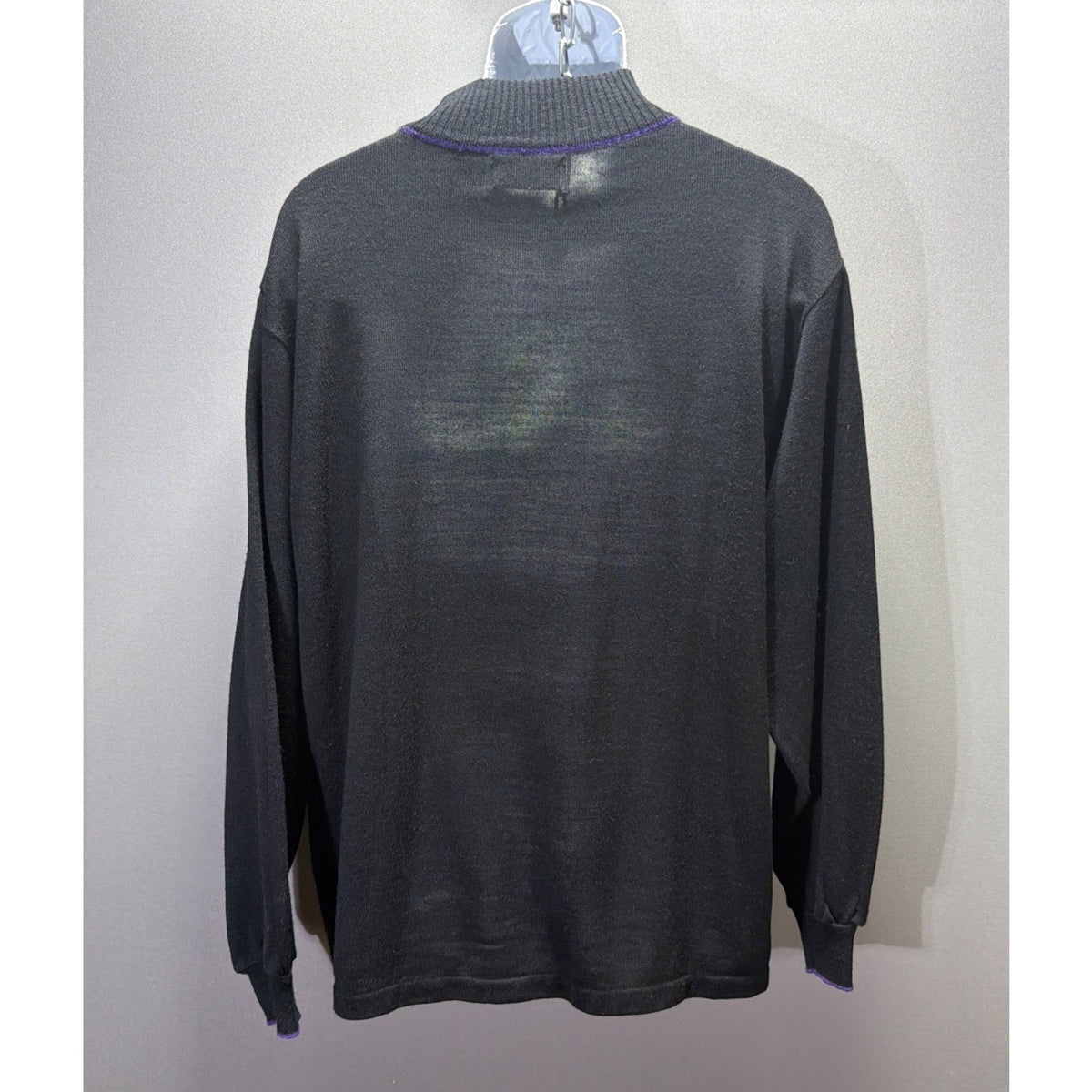 Vintage David Michaels Mens L Wool Blend Long Sleeve Sweater Crest Logo Black