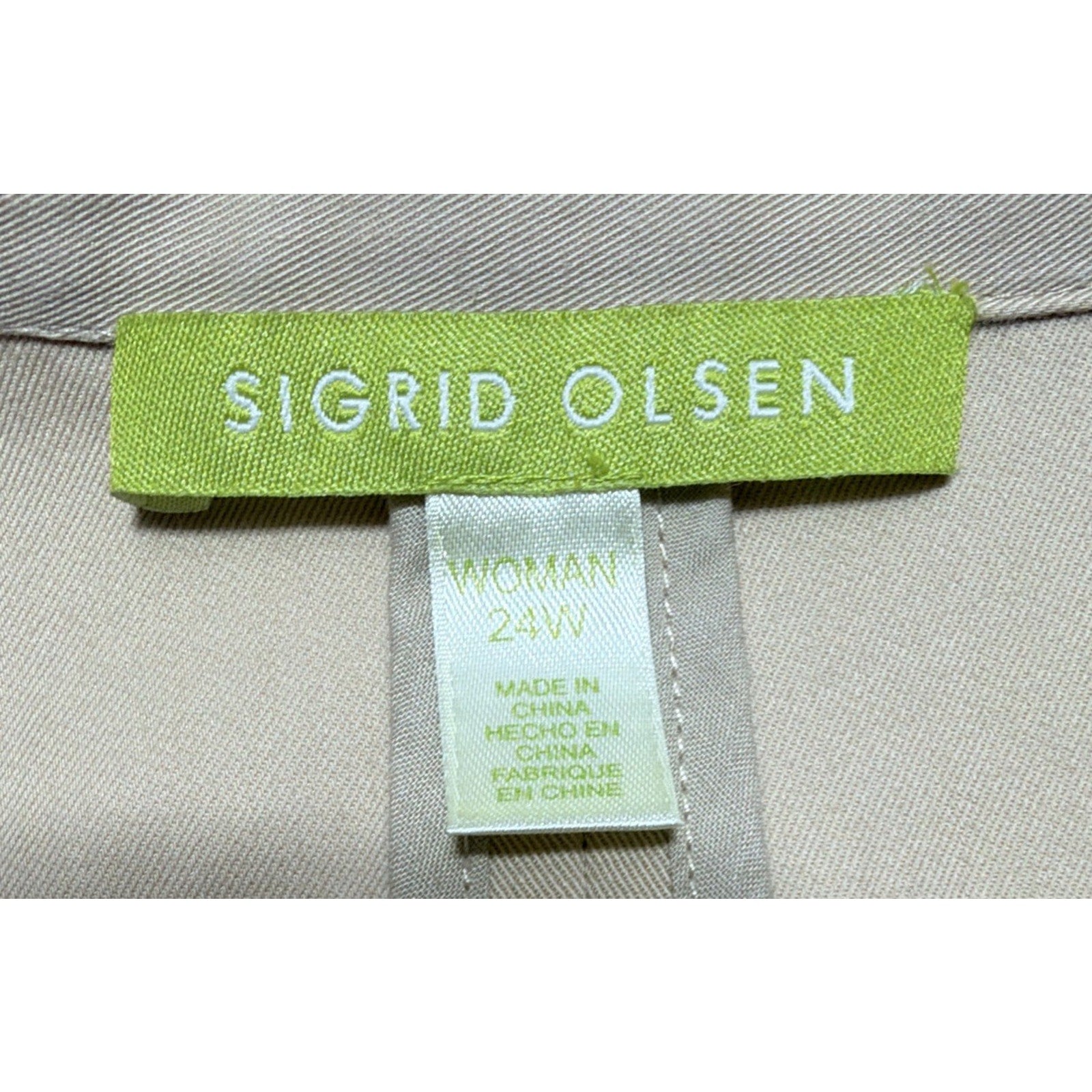 Sigrid Olsen Khaki Utility Safari Jacket Cotton Stretch Blazer Womens Plus Sz 24