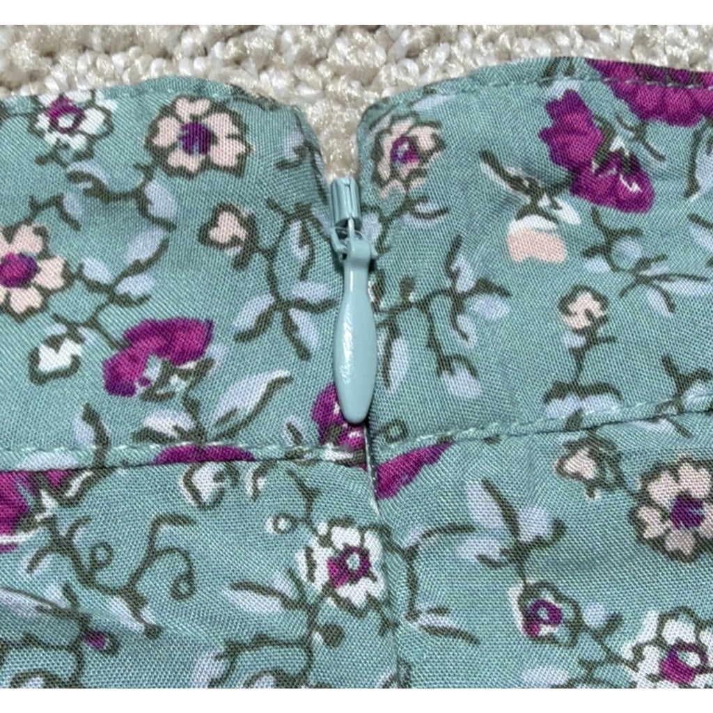 Gap Women’s Size 2 Green Purple Pink Floral Midi Skirt