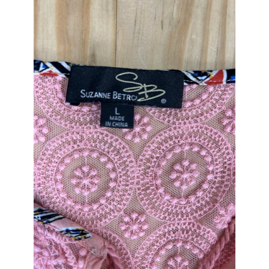 Weekend Suzanne Betro Womens Top LargeBoho Tunic Floral Paisley Sleeveless