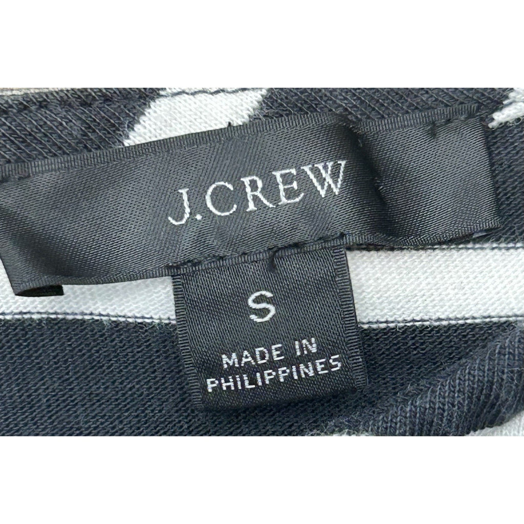 J. Crew Mariner Top Womens S Black White Striped Ruffle Short Sleeve Nautical.