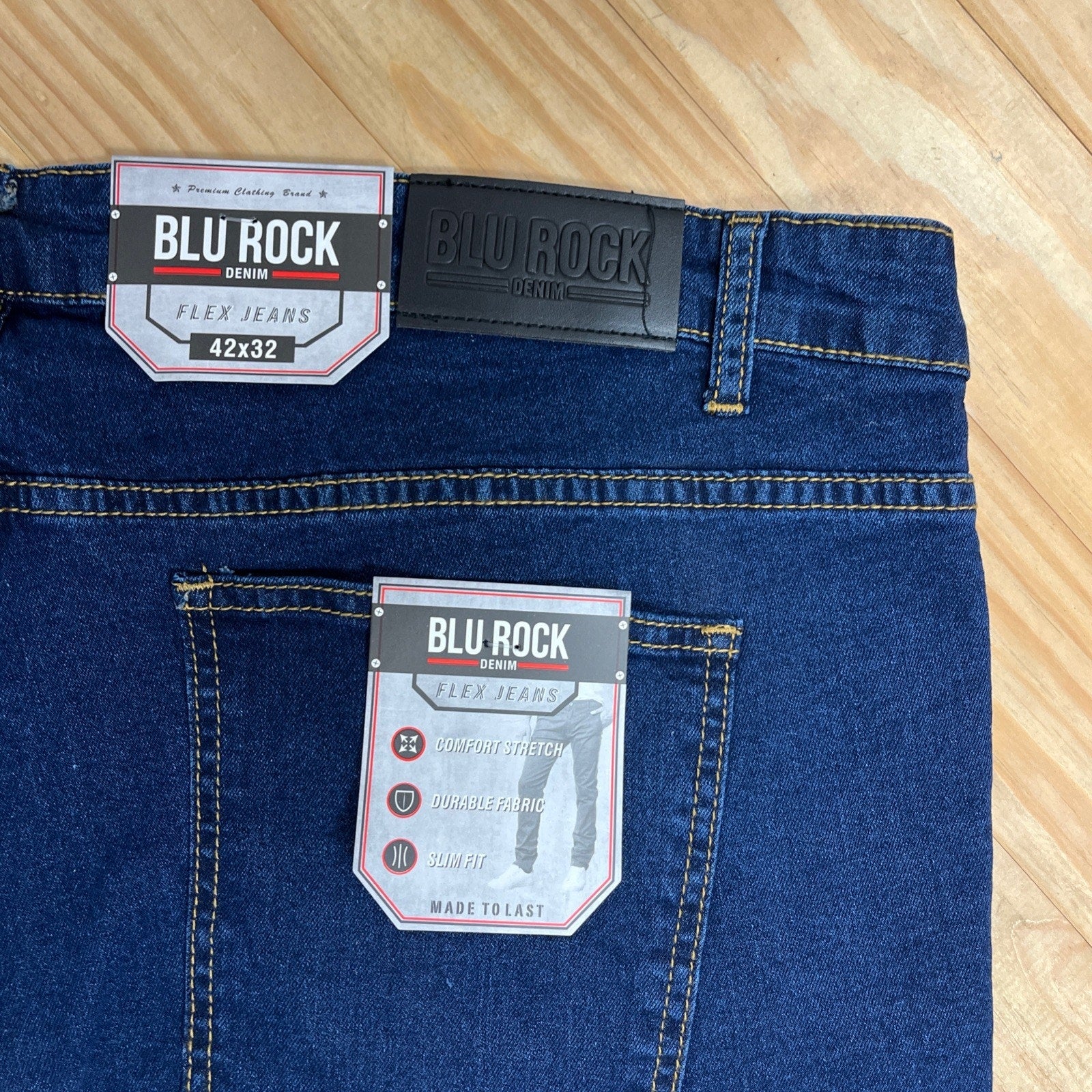 Blu Rock Men's Flex 4-Way Stretch Slim Fit Jeans Medium Wash Size 42x32 NWT