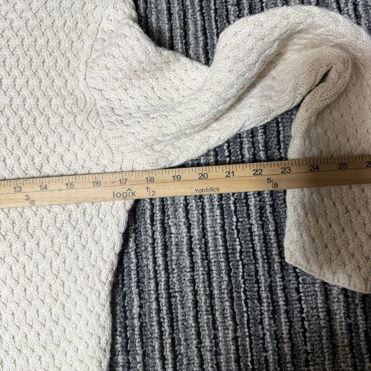 Wainscott Sweater Womens L Cream 100% Cotton Basketweave Mock Neck Pullover