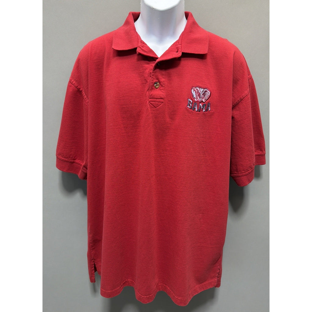 Alabama Crimson Roll Tide Men's Red Embroidered Polo Shirt Size 2XL BMOC Sports