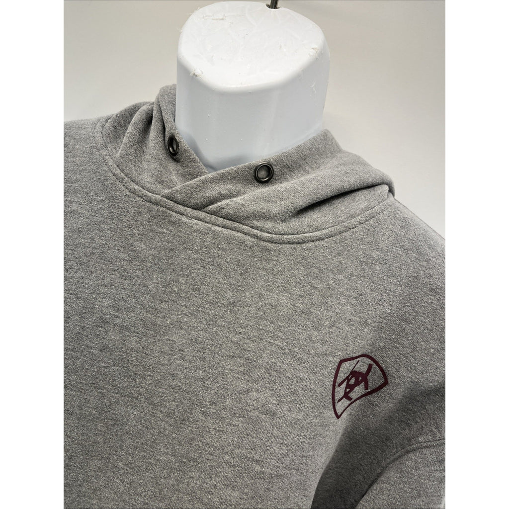 Ariat Hoodie Men M Heather Grey Graphic Logo Pullover