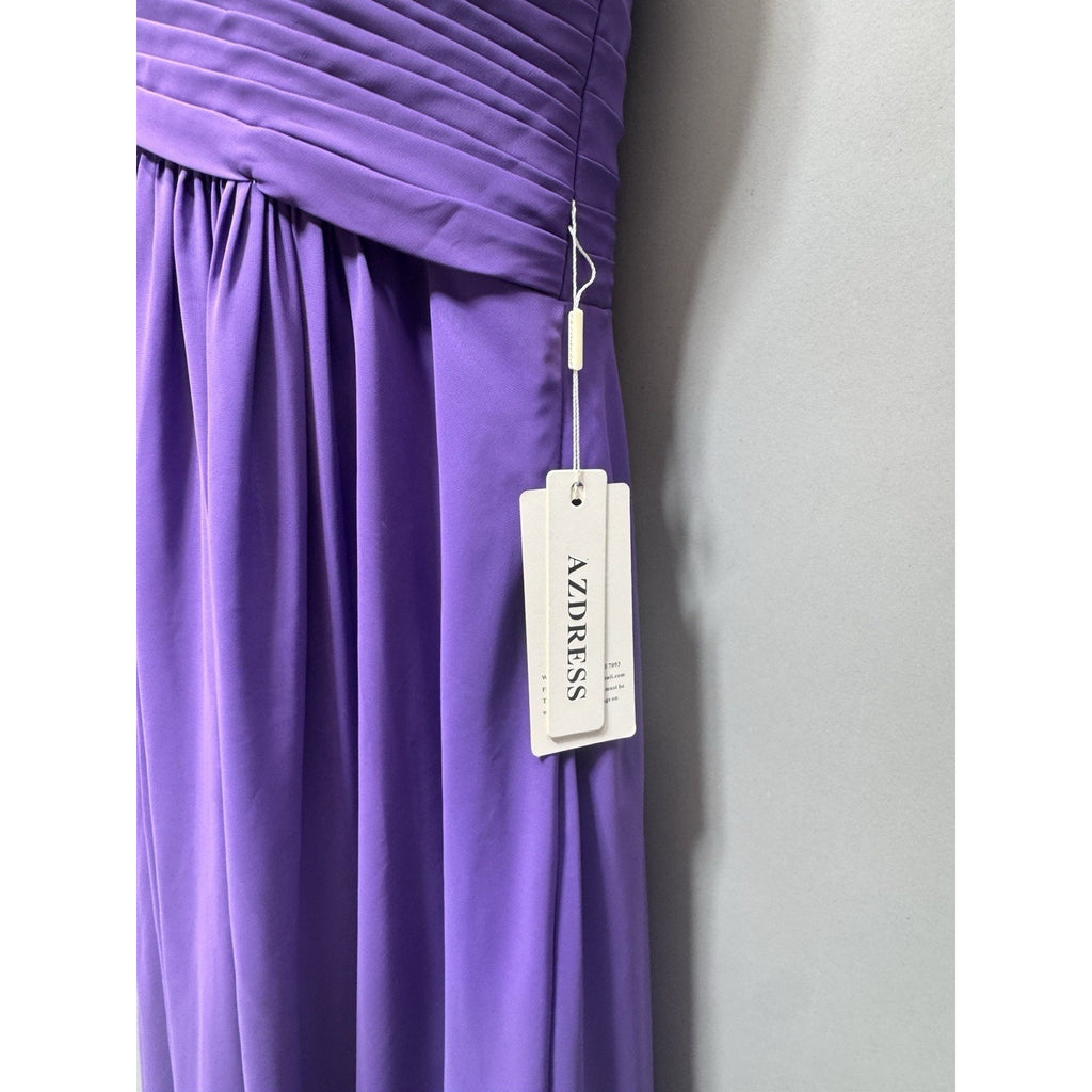 AZDRESS Purple Prom Dress Lace Back Chiffon Formal Evening Gown Maxi NWT Large