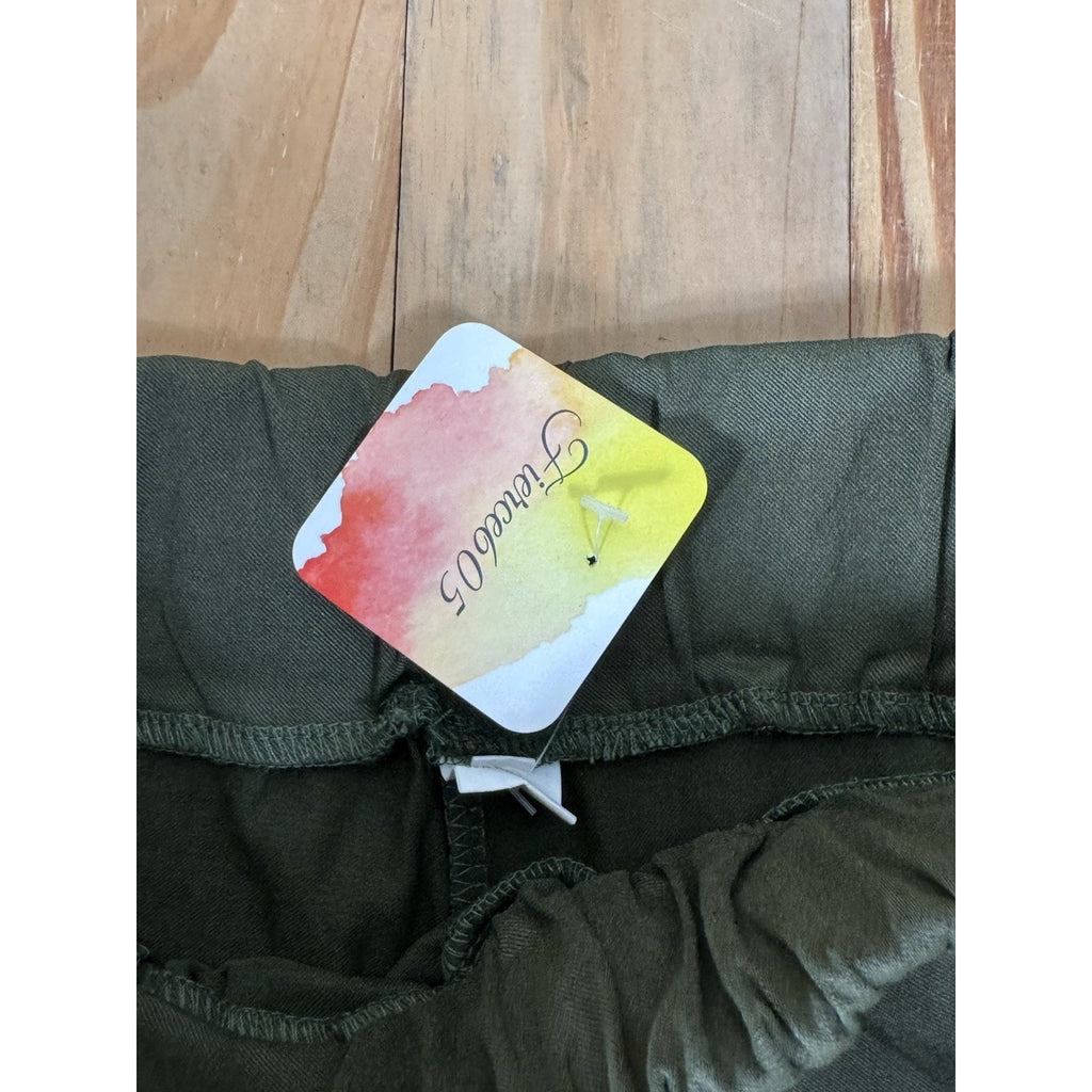 Fierce 605 Buckle Side Skinny Pull On Stretch Size Medium Long Army Green Boho