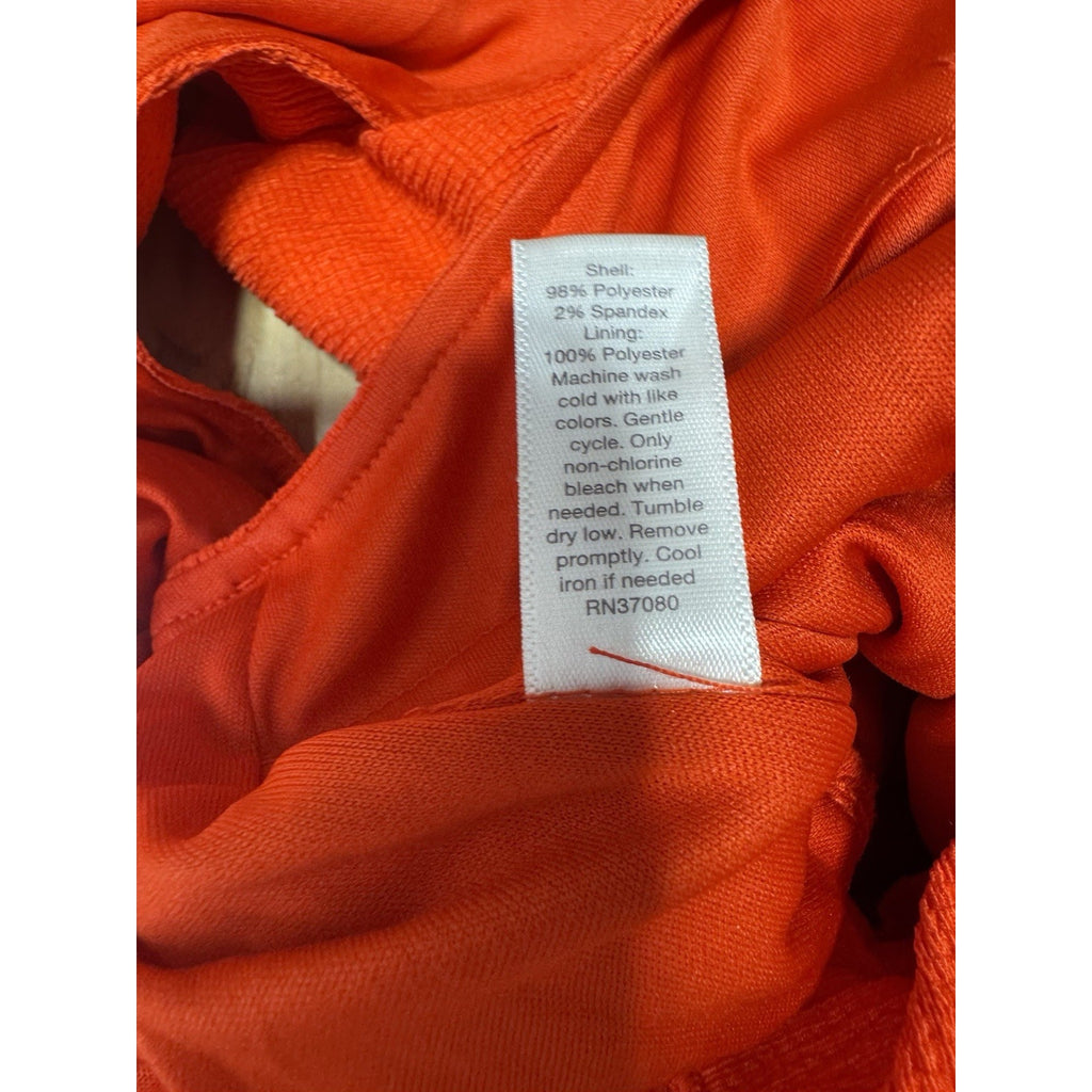 Cato Red Ruffle Flutter Trim V-Neck A-Line Dress Waist Tie Women’s Size Large