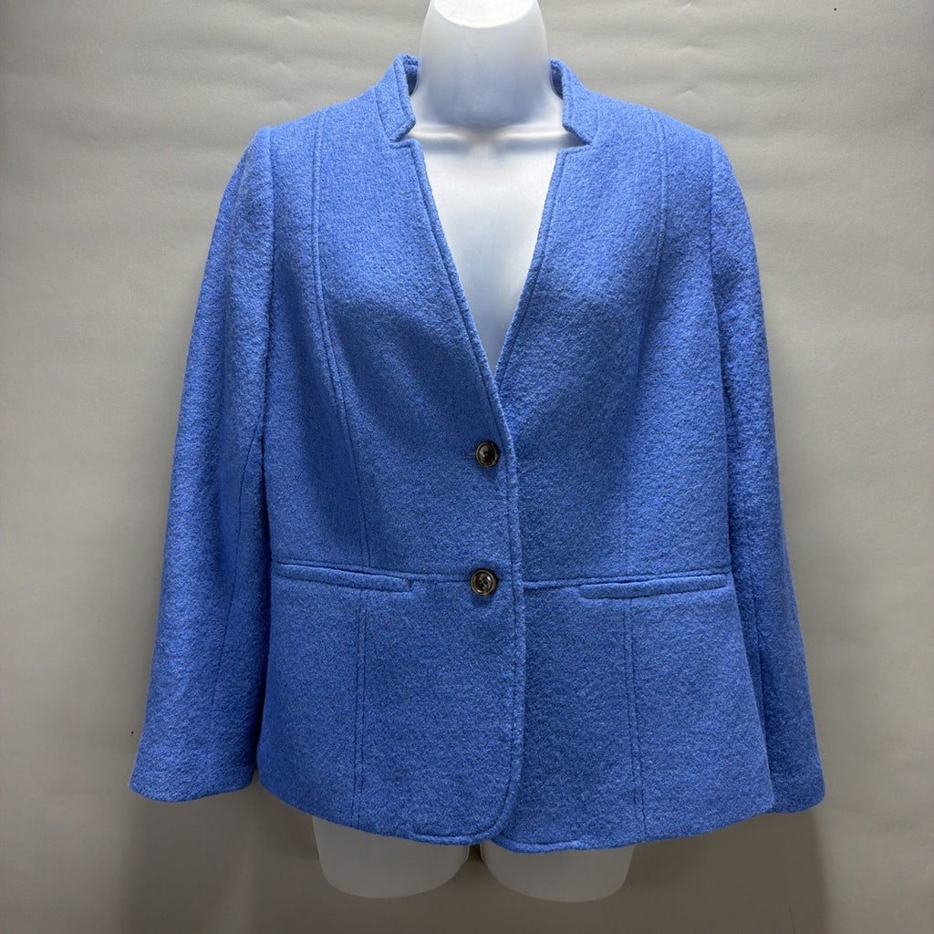 NWOT Talbots Womens Rich BOILED WOOL JACKET Classic Coat Blue Quiet Luxury 8 Pet