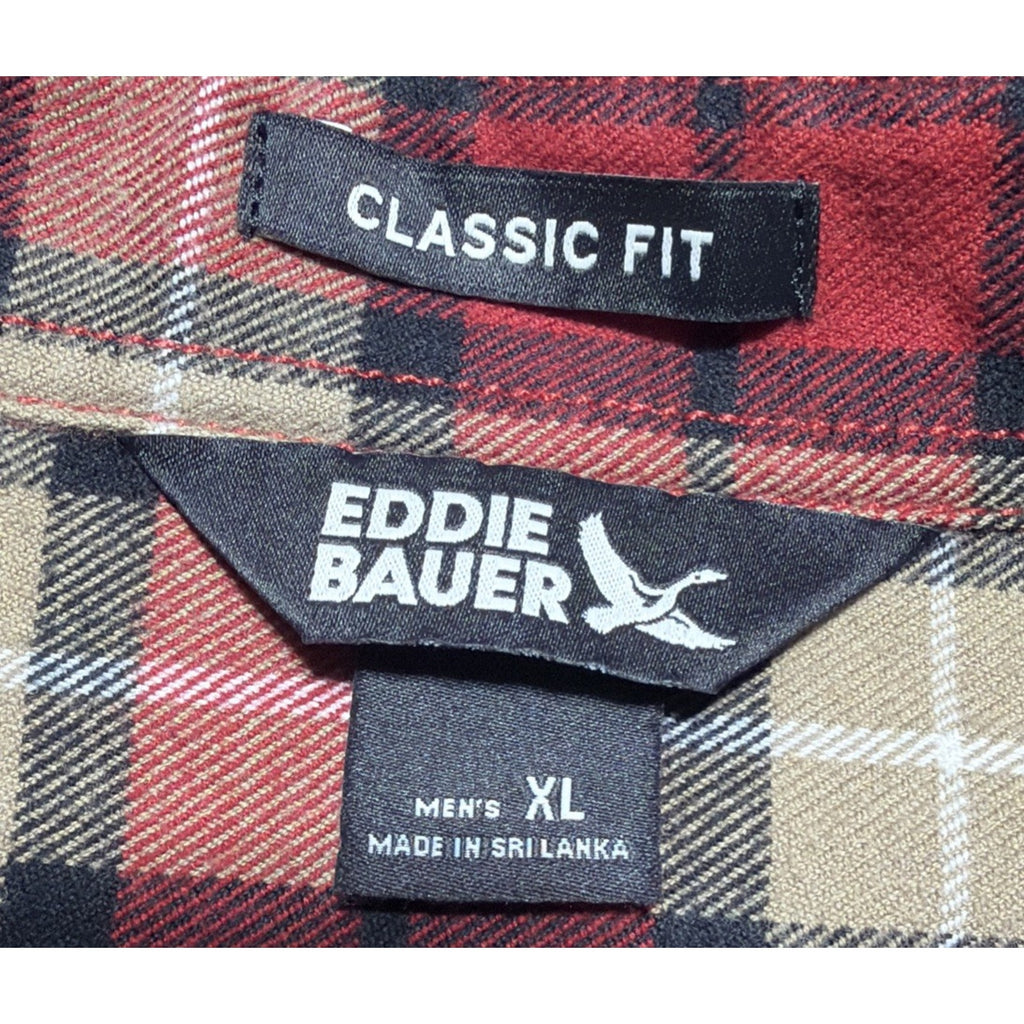 Eddie Bauer Men's Classic Fit Flannel Button Down Shirt Red Plaid Size XL NWOT