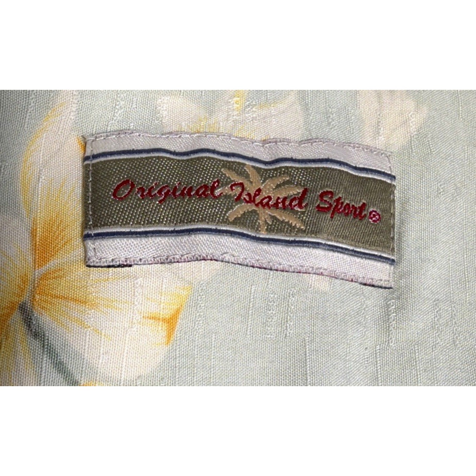 Original Island Sport Hawaiian Shirt Floral Green Yellow Size XL Rayon