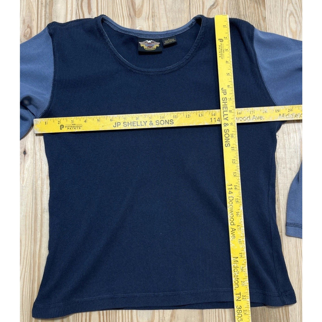 Harley Davidson Women's Ribbed Knit LONG SLEEVE Shirt Arm Pocket Size Large