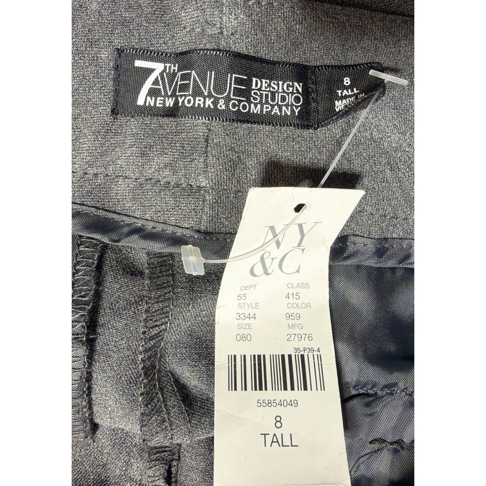 New York & Co 7th Avenue Signature Fit Pant Gray Black 8T Straight Career New