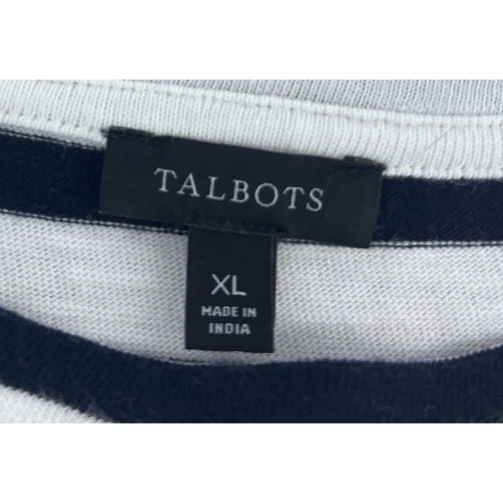 Talbots Top Womens XL Mock Neck Pullover Button Shoulder 3/4 sleeve Ooh LaLa