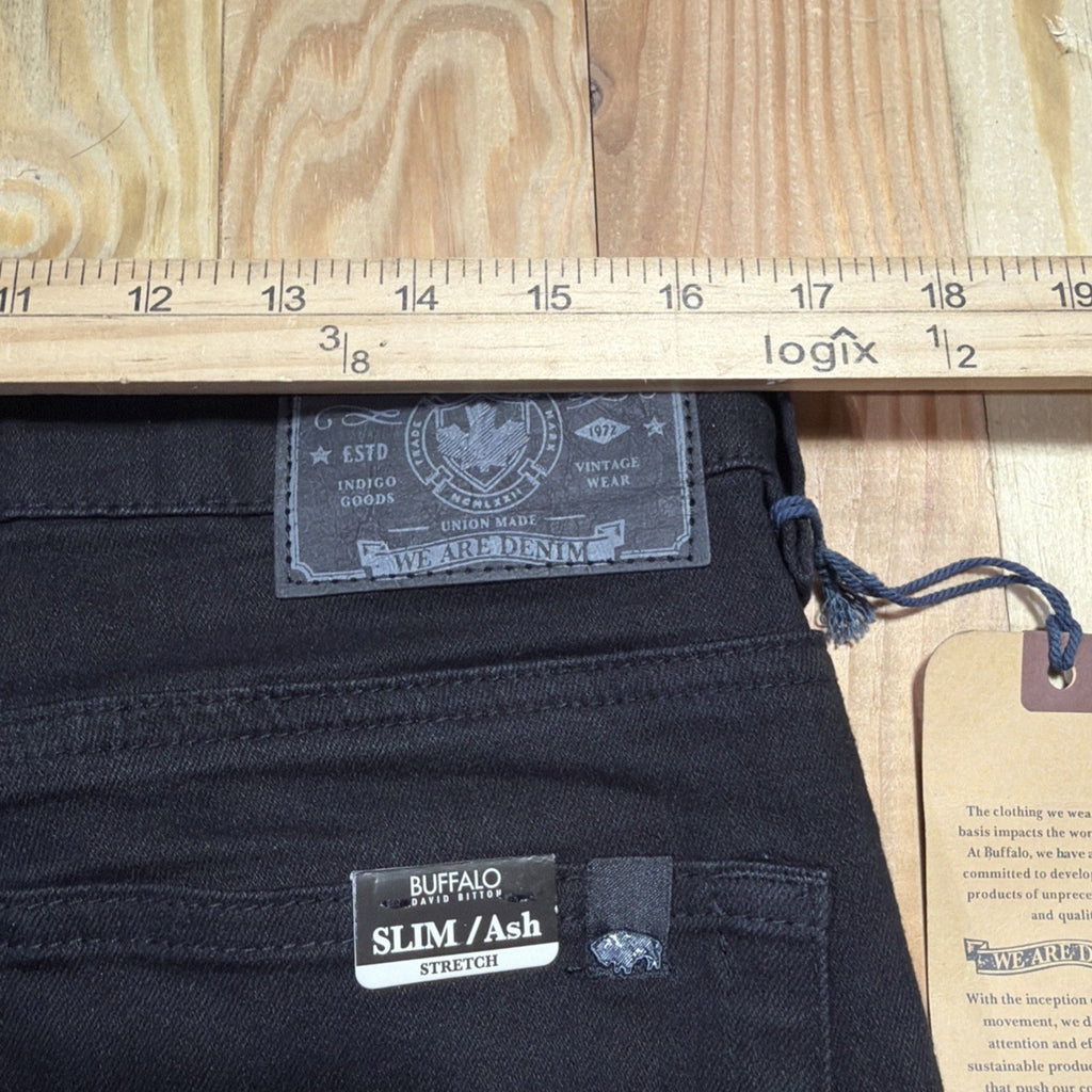 Buffalo David Bitton Men's Slim Ash Black Story Selvedge Denim Jeans 32x32 NWT
