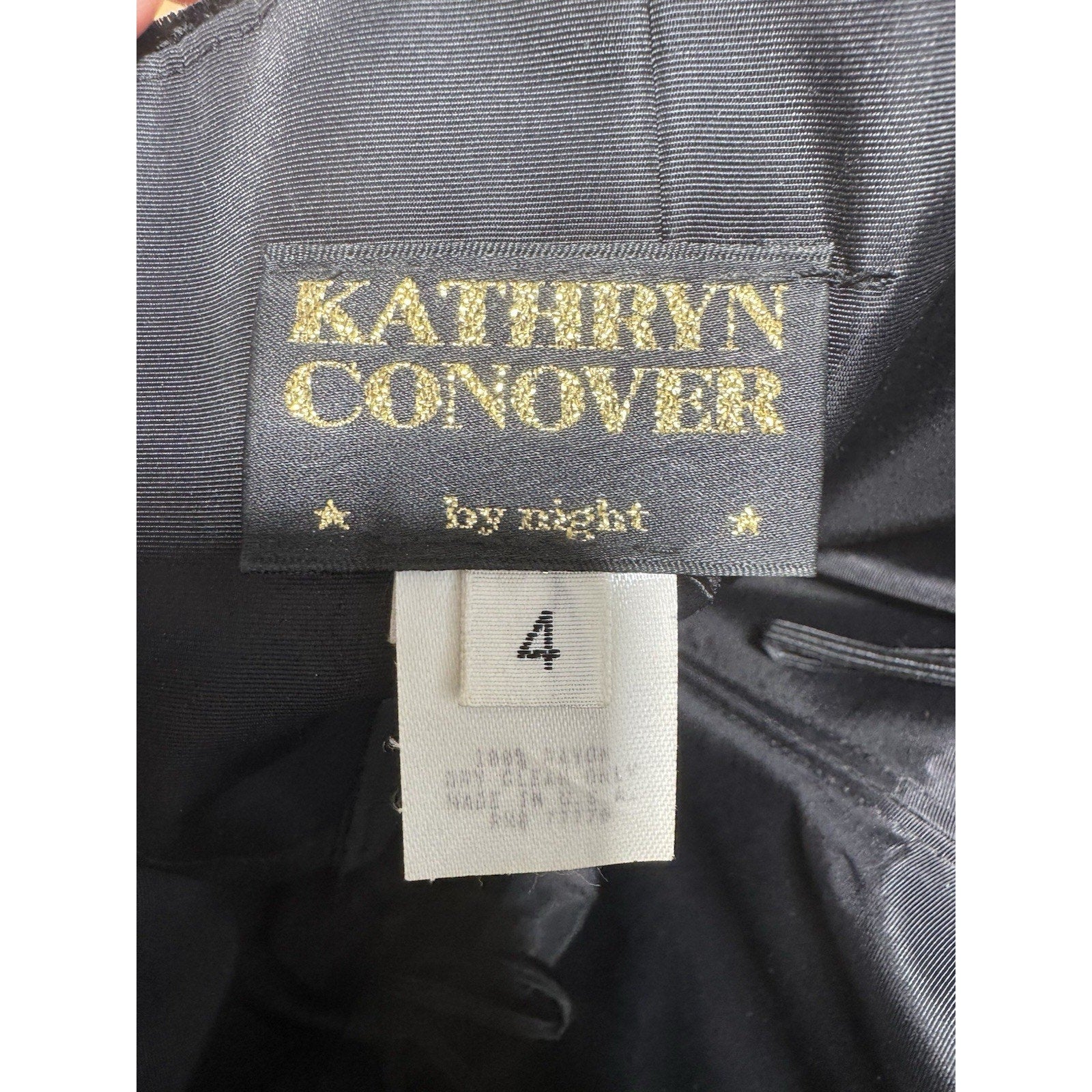Vintage Kathryn Conover Black Velvet Strapless Maxi Dress Slit Formal Evening 4