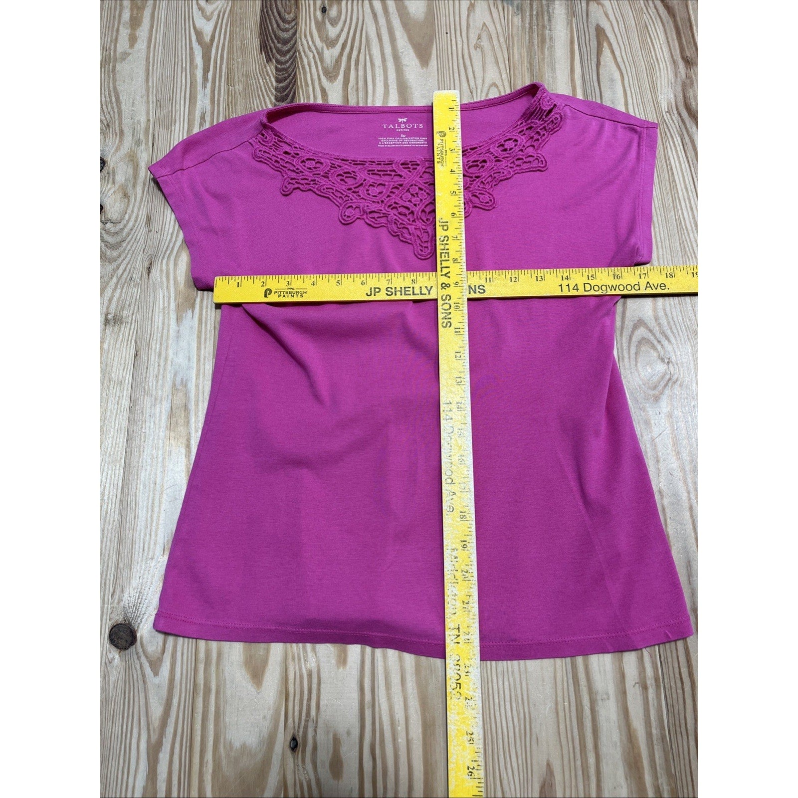 Talbots Embroidered Drop Shoulder Short Sleeve Tee Size Small Petite