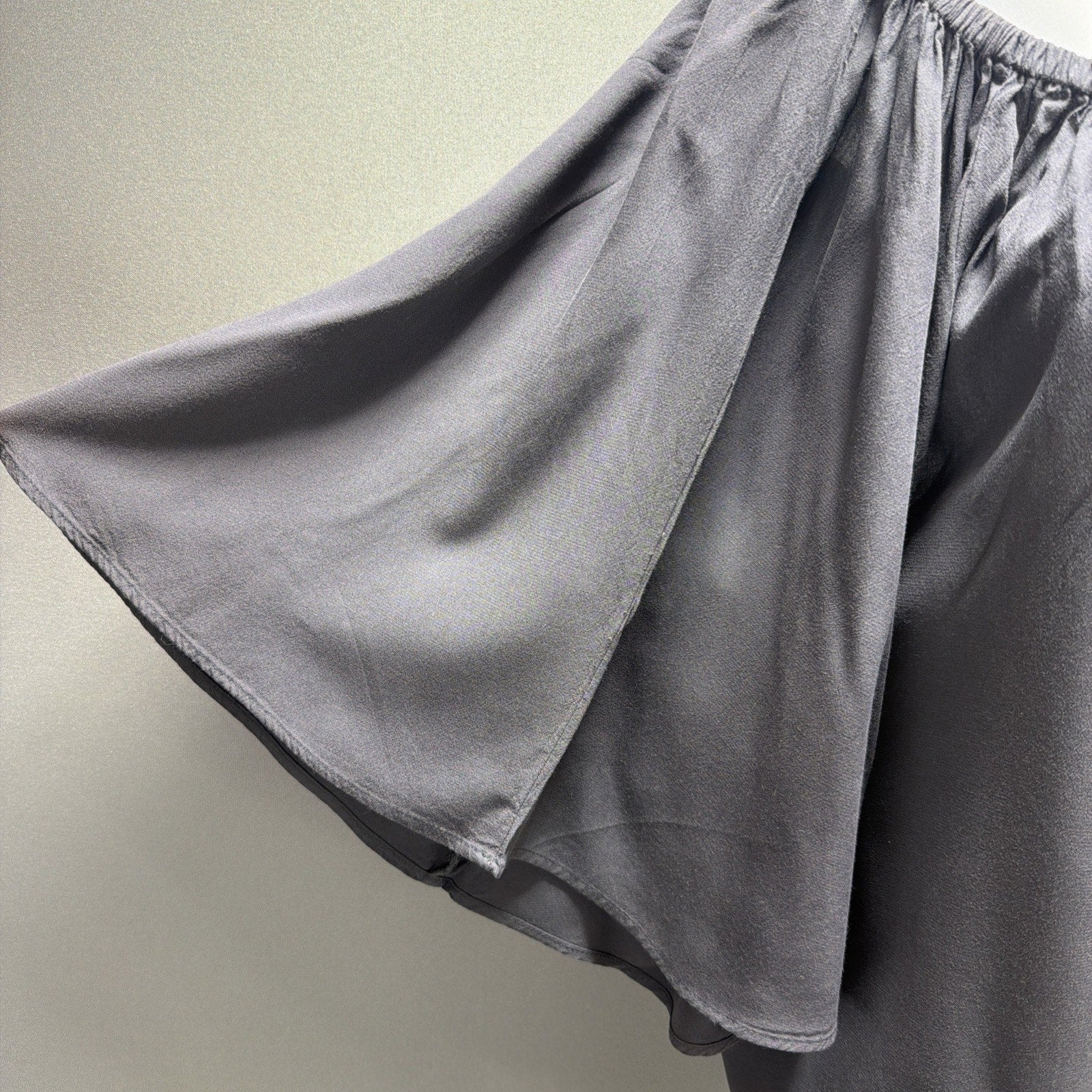 Loft Blouse Women's Large Gray Boat Neck Bell Sleeve Viscose Top