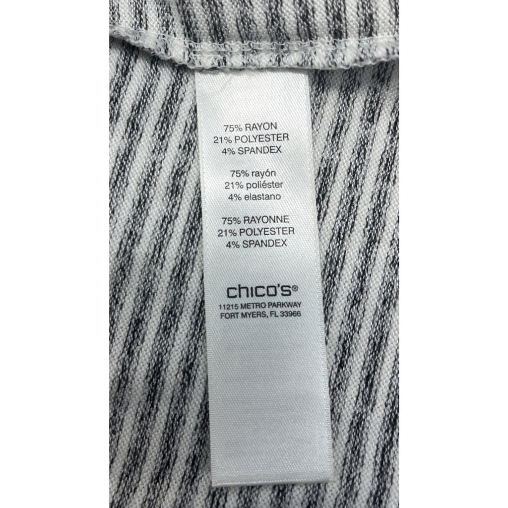 Chico's Womens Size 0 Small Gray & White Strip Long Open Duster