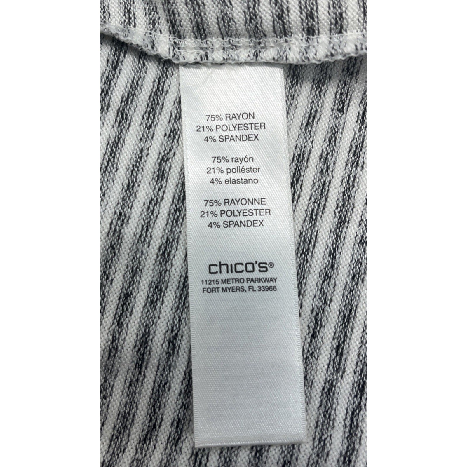 Chico's Womens Size 0 Small Gray & White Strip Long Open Duster