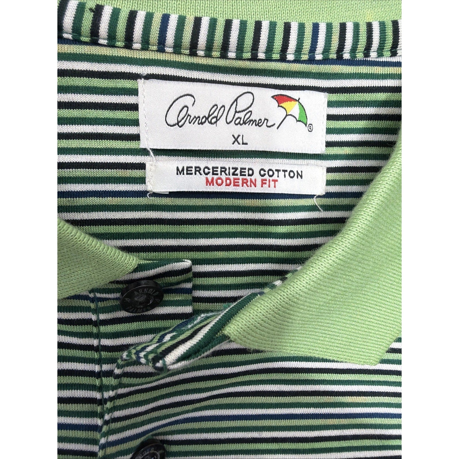 Arnold Palmer Modern Fit Men's Golf Polo Short Sleeve Shirt Striped Green XL