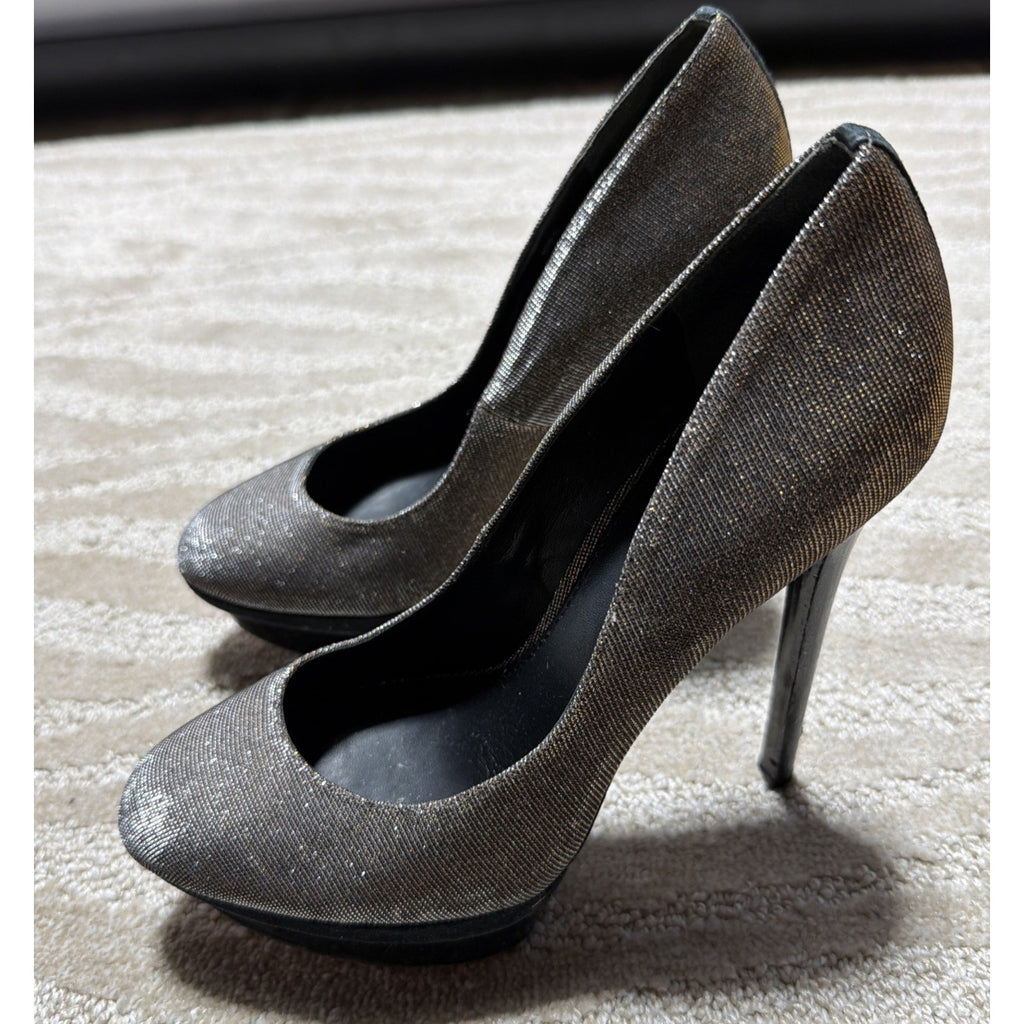 Brain Atwood Platform Silver Shimmer Heels Size 8