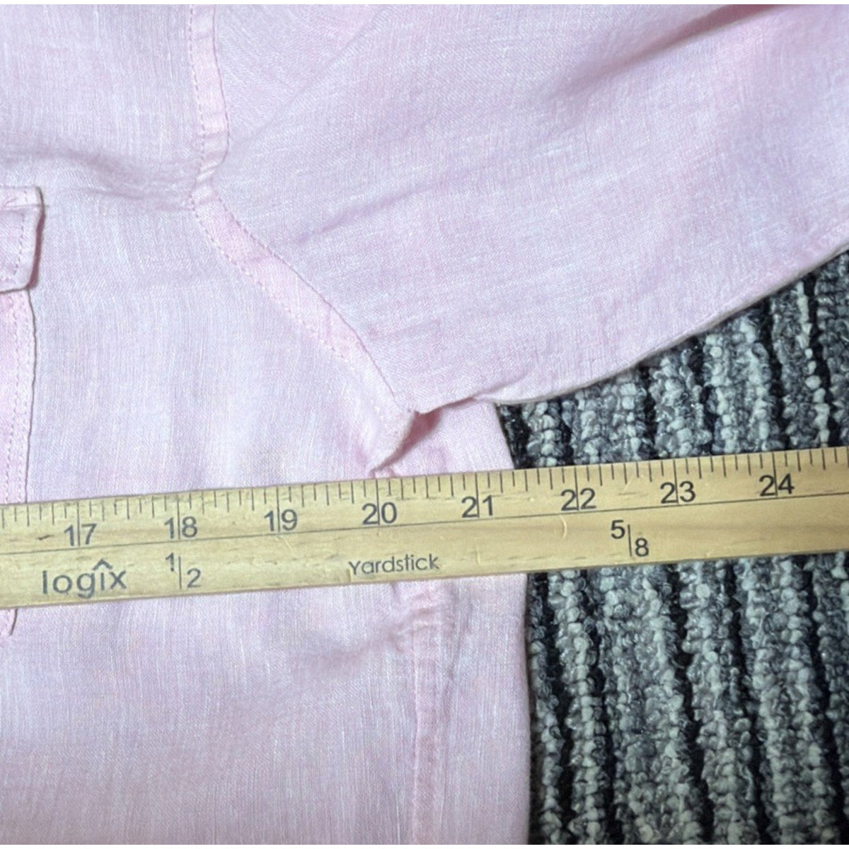 Calvin Klein 100% Linen Long Sleeve Button Up Shirt Large Pink Solid Pockets