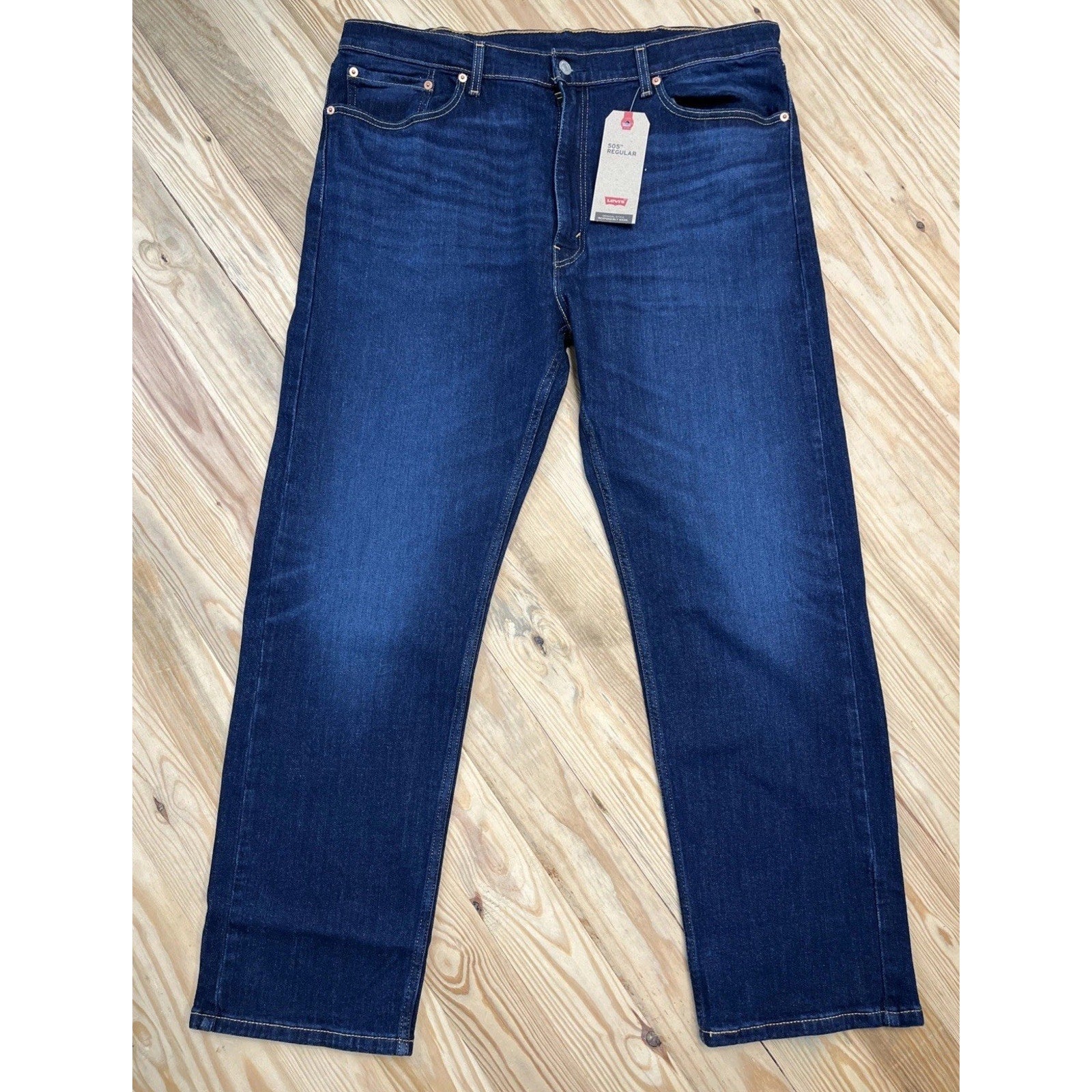 Levi's 505 Jeans Mens 40x30 Blue Denim Stretch Regular Fit Straight Leg NEW