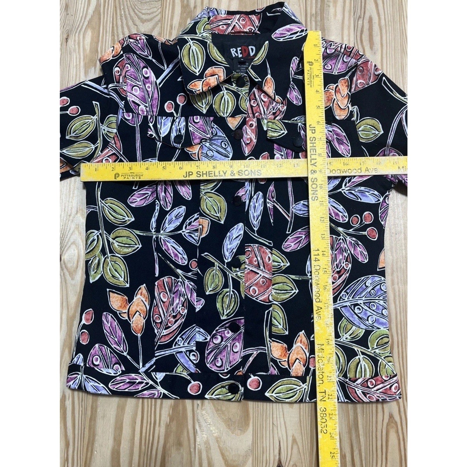 REDD Jeans Black Multicolor Floral Sequin Jacket Size 6 Button Blazer