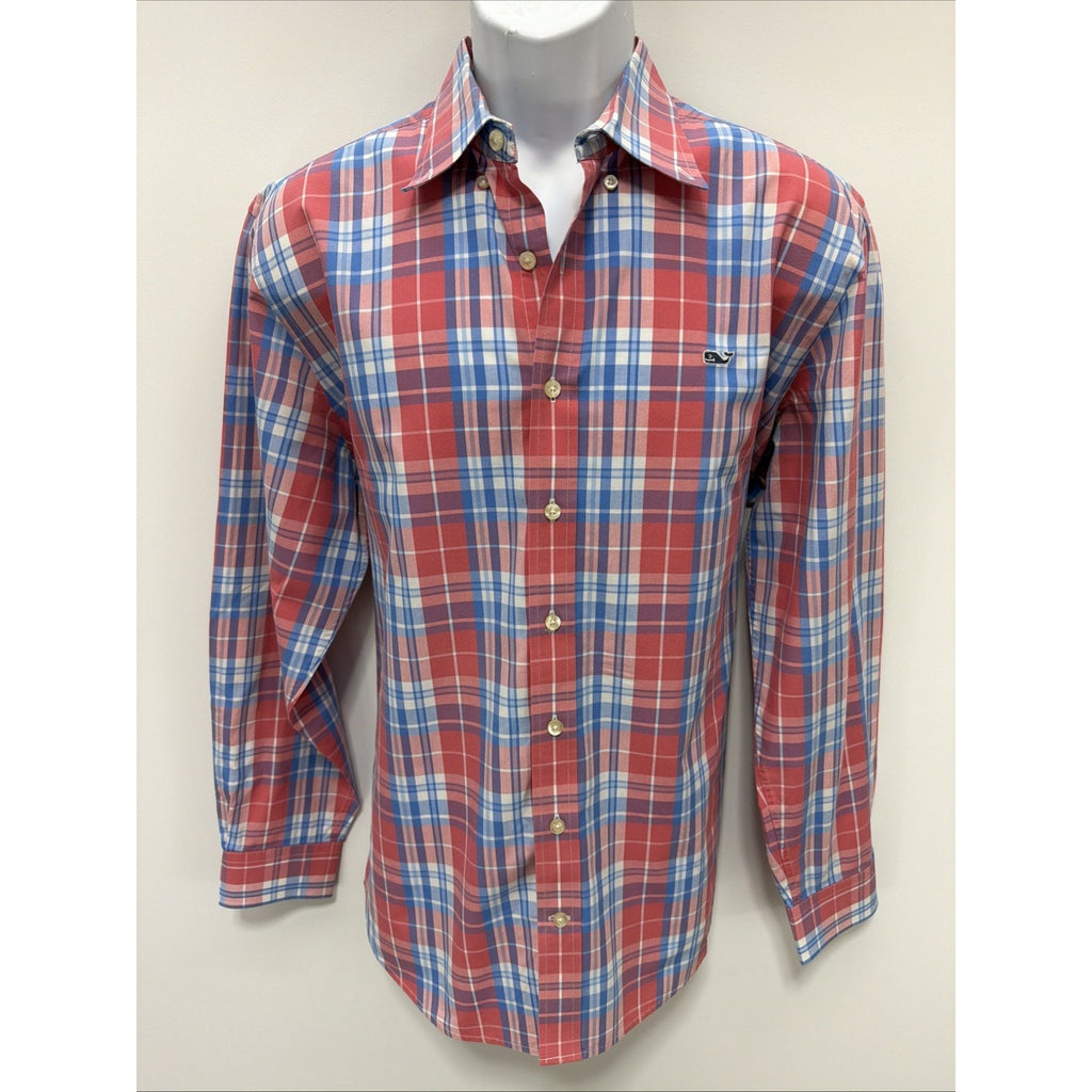 Vineyard Vines Shirt Mens Large Slim Fit Whale Button Up Long Sleeve Plaid