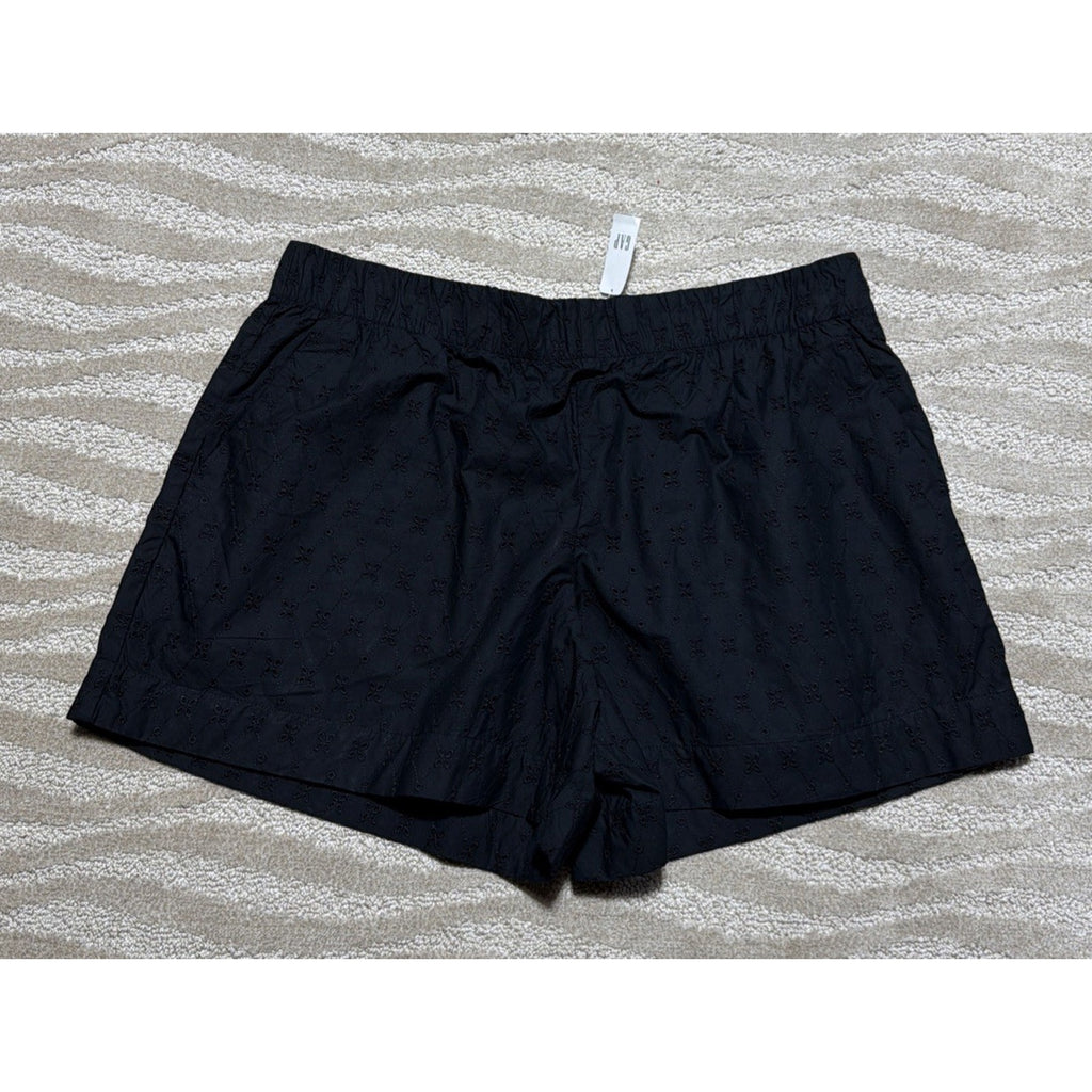 GAP Black Eyelet High Rise Shorts Lined Plus Size XL Summer 100% Cotton NWT