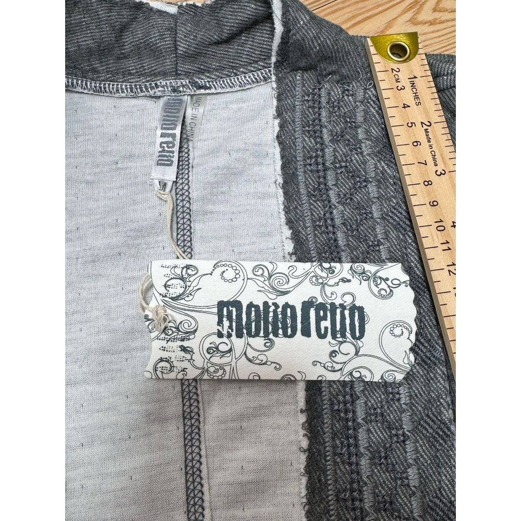 Monoreno Womens Cardigan Sweatshirt Open Front Embroidered Medium Gray NWT