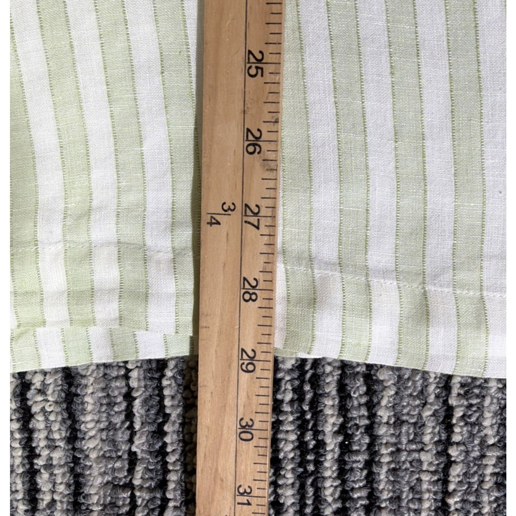 Banana Republic Mens L Green 100% Linen Short Sleeve Striped Button Down Shirt