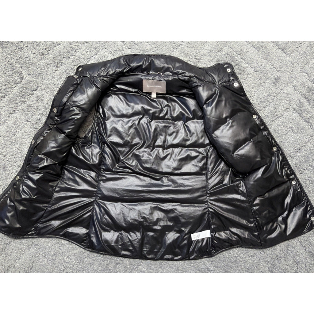 Banana Republic Womens XS Vest Houndstooth Plaid Down Insulated Puffer Jacket