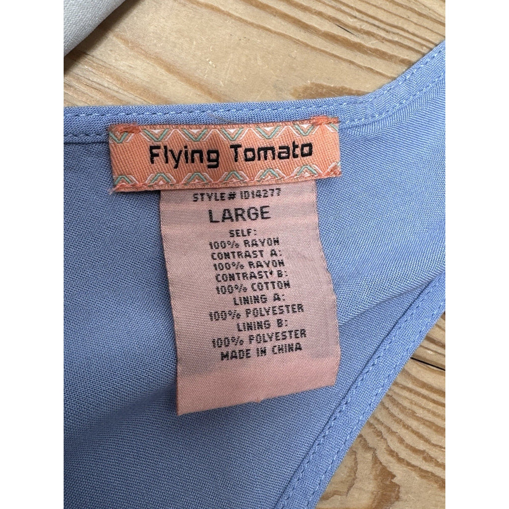 Flying Tomato Sleeveless Dress Blue Cream Coral Women’s Size Large