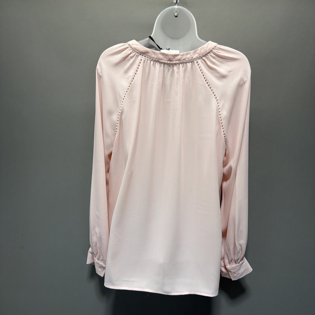 AVA & VIV Pink Long Sleeve Button Down Blouse Women’s Plus X Boho Semi Sheer NWT