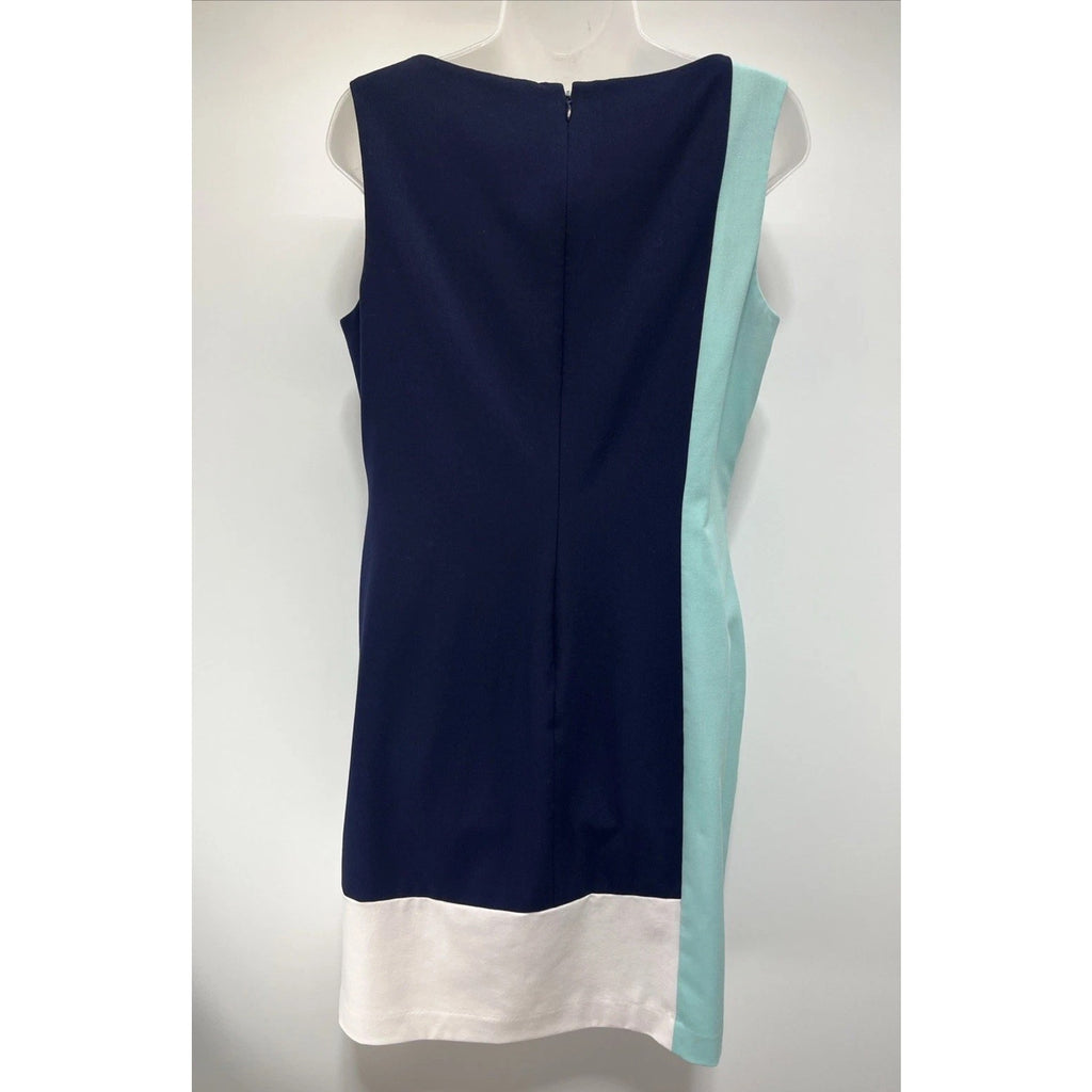 LAUREN RALPH LAUREN Sleeveless Color Block Shift Dress Women's 12 Lined Zipper