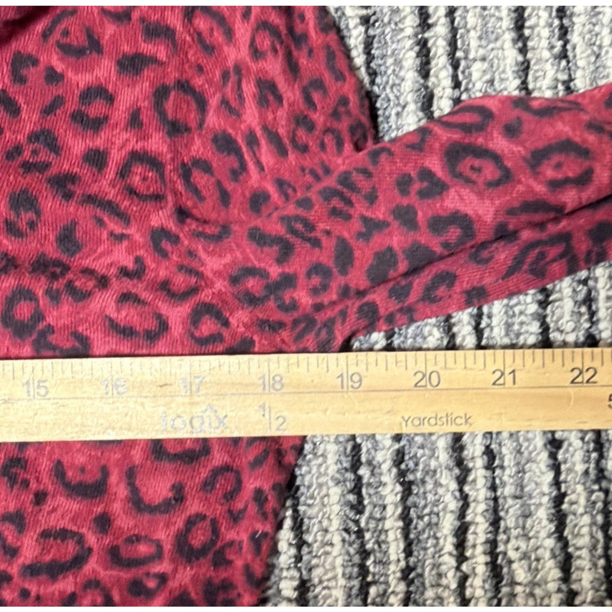 TALBOTS Cardigan Womens LP Burgundy Black Leopard Print Cotton Long Sleeve