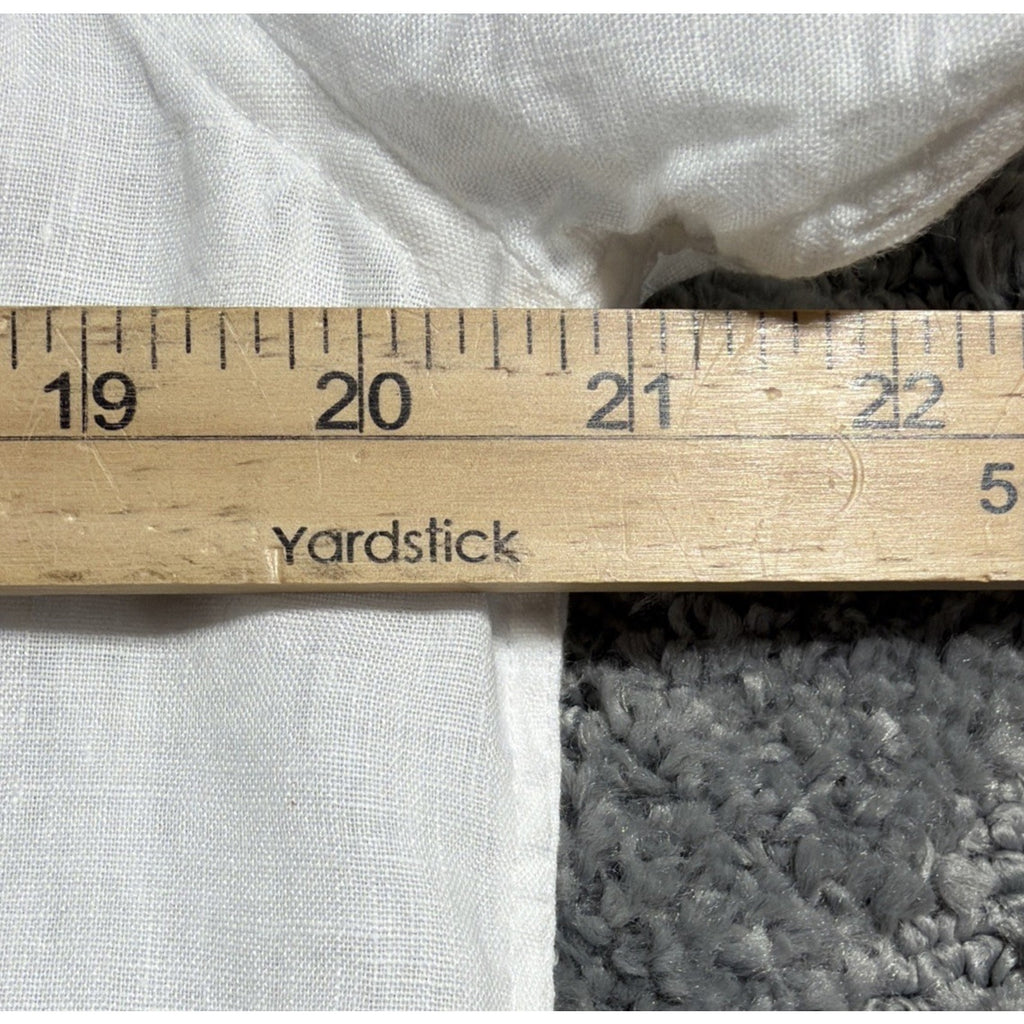 HERITAGE Shirt Mens Medium Bright White Button Up Short Sleeve 100% Linen