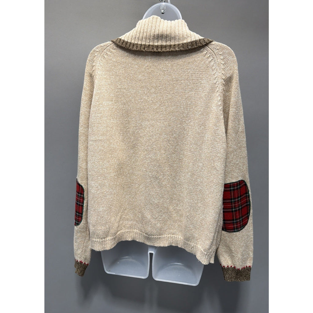 Vtg Heirloom Collectibles Christmas Cardigan Sweater Sz Large Elbow Patch
