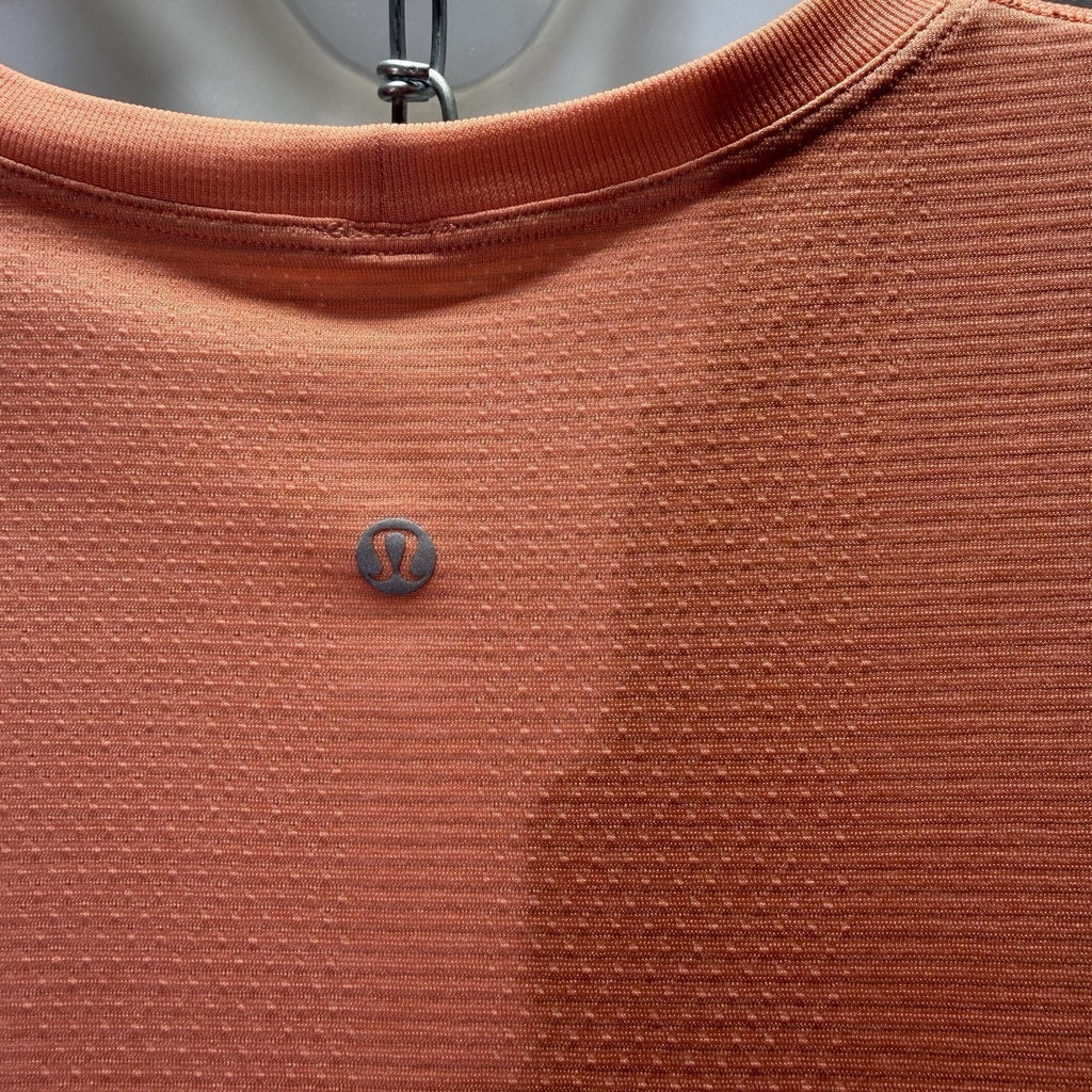 Lululemon Womens Coral Orange Long Sleeve Crew Neck Athletic Shirt Relaxed Fit
