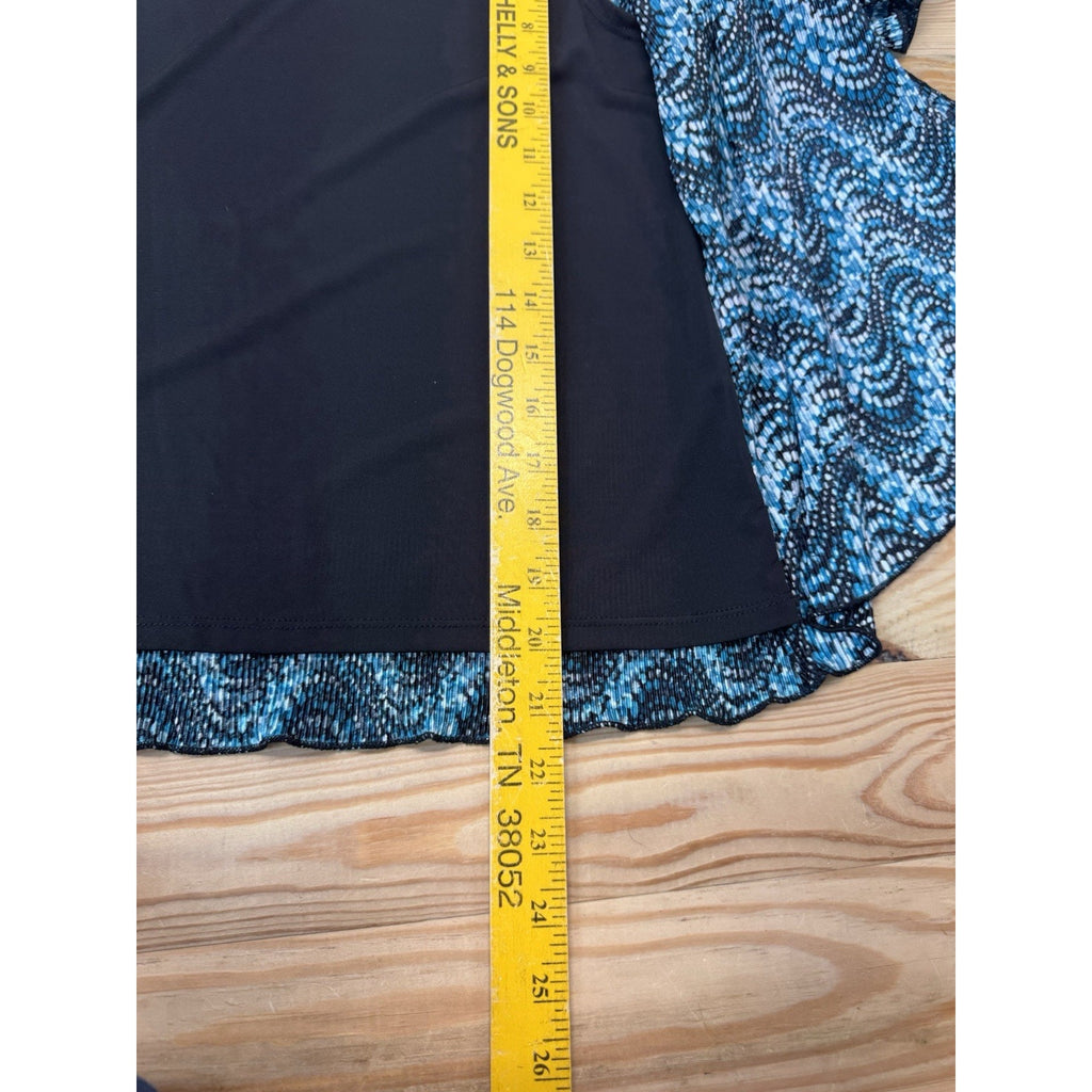 Notations Shirt Women’s Petite S Short Sleeve Layered Cardigan Tank Teal Black