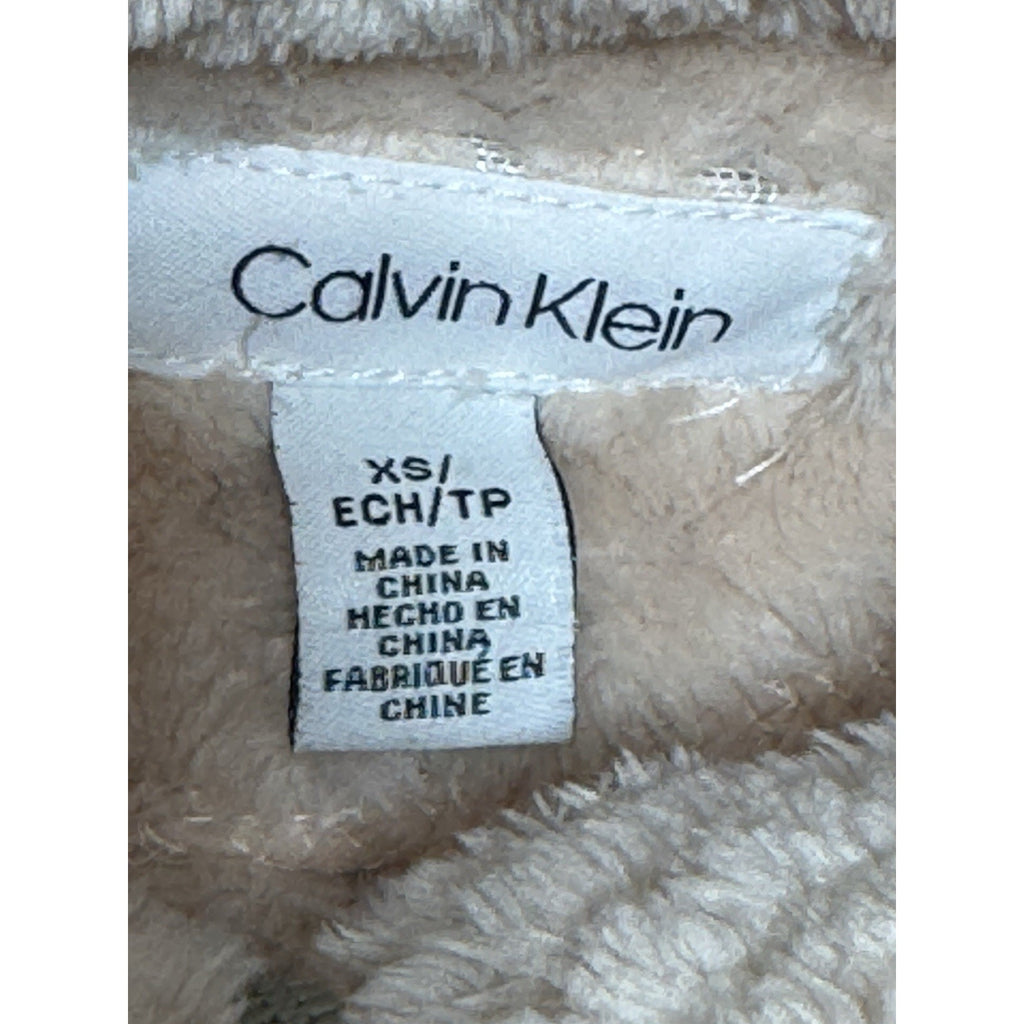 Calvin Klein Pink Plush Gold Zippers Jacket Women’s Size X-Small
