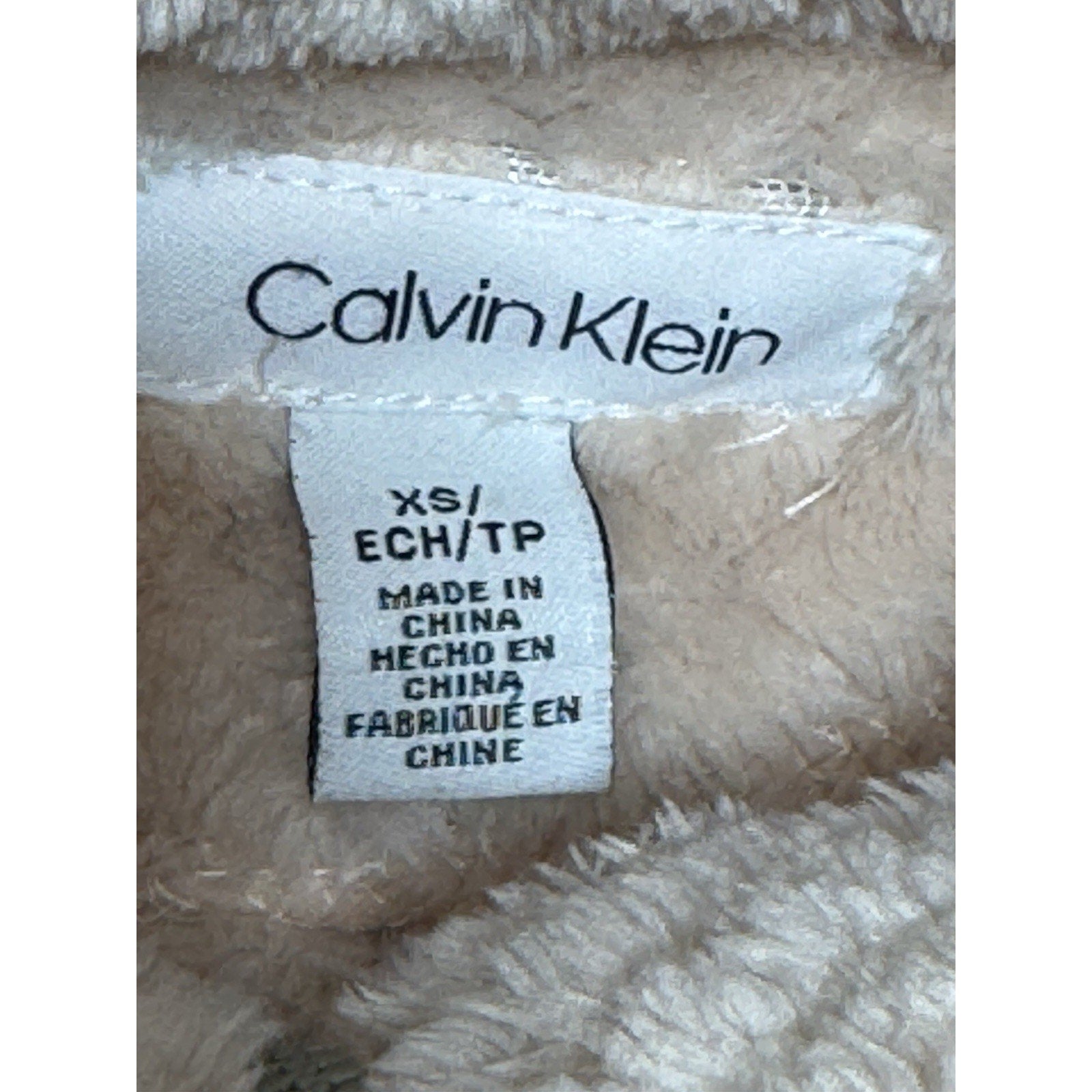 Calvin Klein Pink Plush Gold Zippers Jacket Women’s Size X-Small