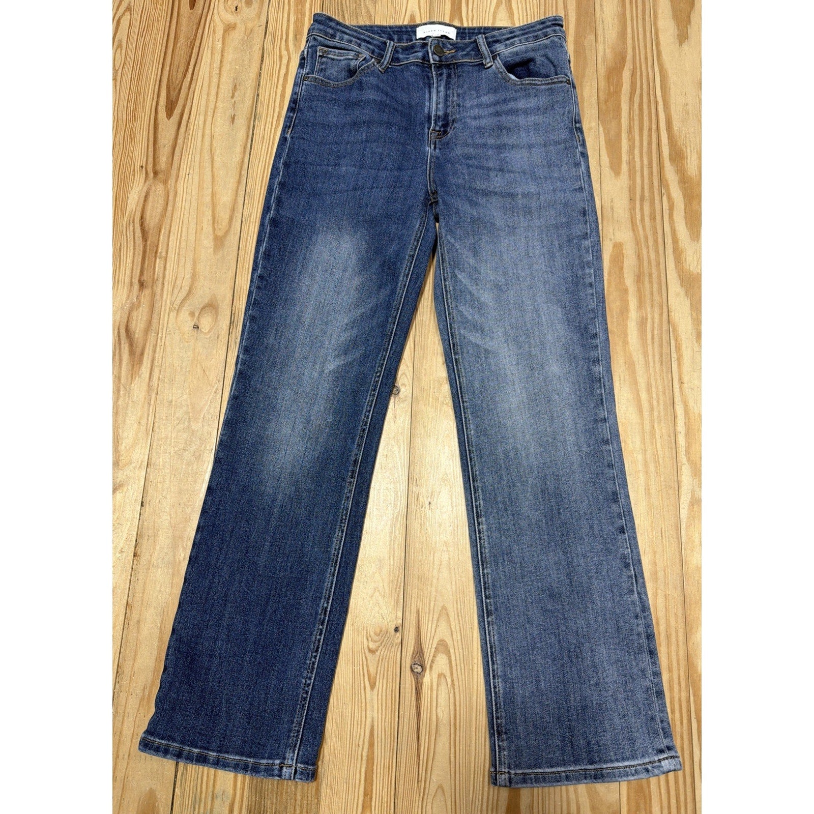 Risen Los Angeles Women’s 2 Tone High Rise Straight Leg Crop Jeans 7/28