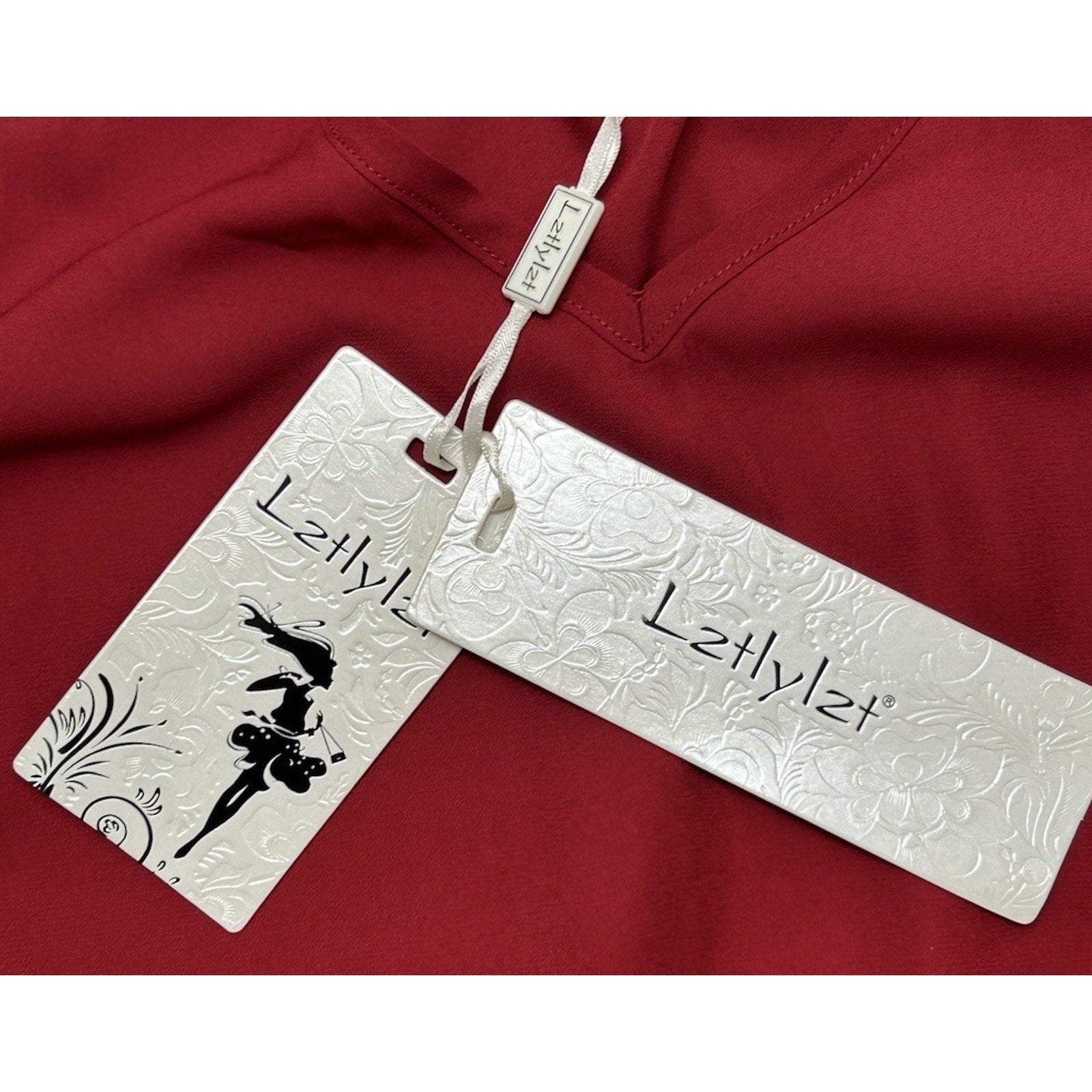 Lztlylzt Red Flame Flare Ruffle Sleeve Top XL Sheer V-Neck Blouse NWT