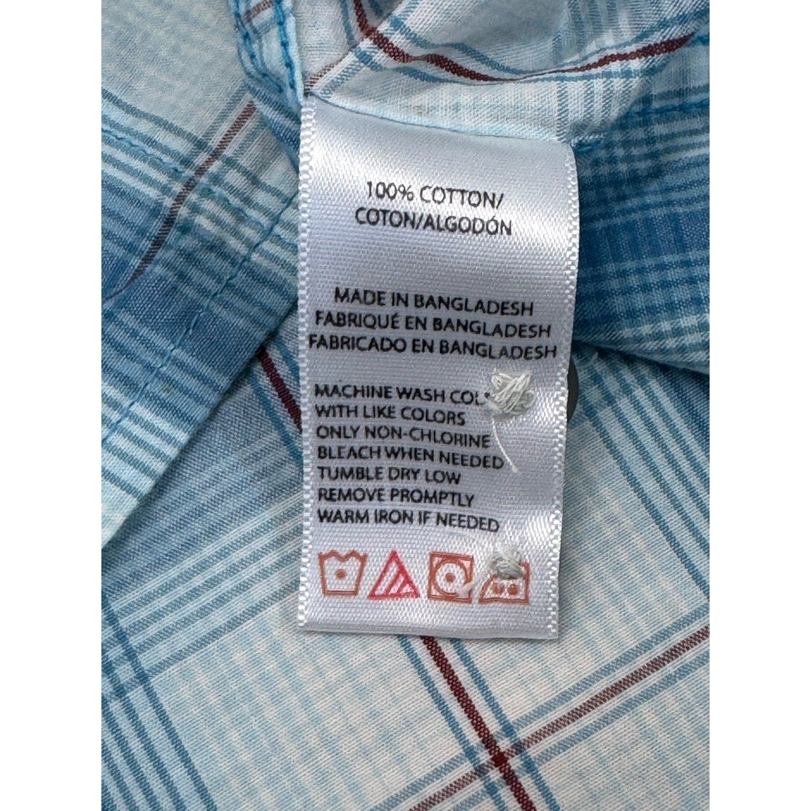 WOLVERINE Fishing Shirt White Blue Plaid 100% Cotton Men's XL